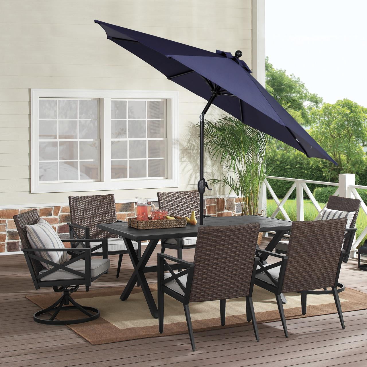 Better Homes & Gardens 9' Navy Patio Umbrella, Crank Lift and 3 Position Tilt