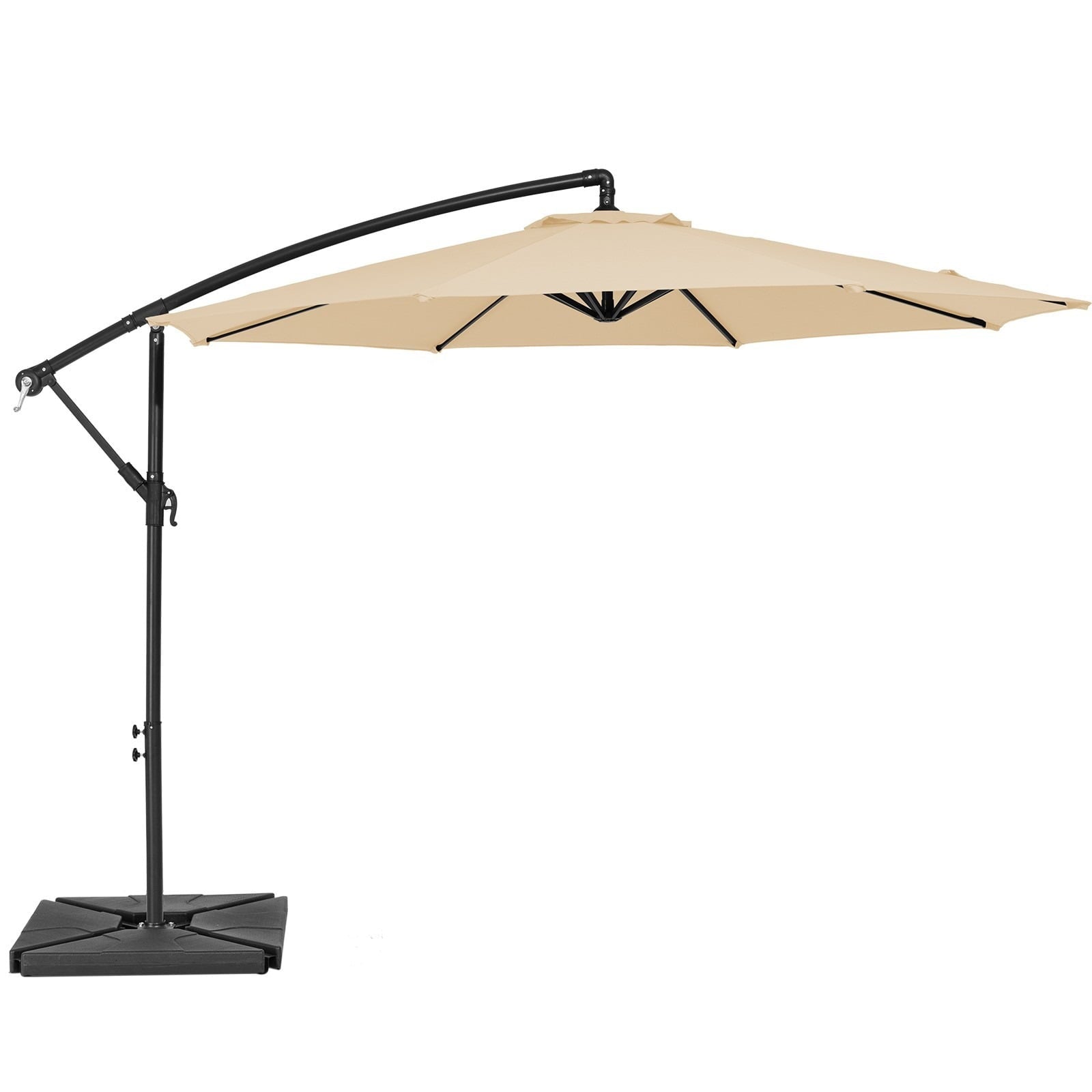 JUSTLET 10ft Heavy Duty Patio Hanging Offset Cantilever Patio Umbrella W/ 4-Piece Base Included Included, Beige