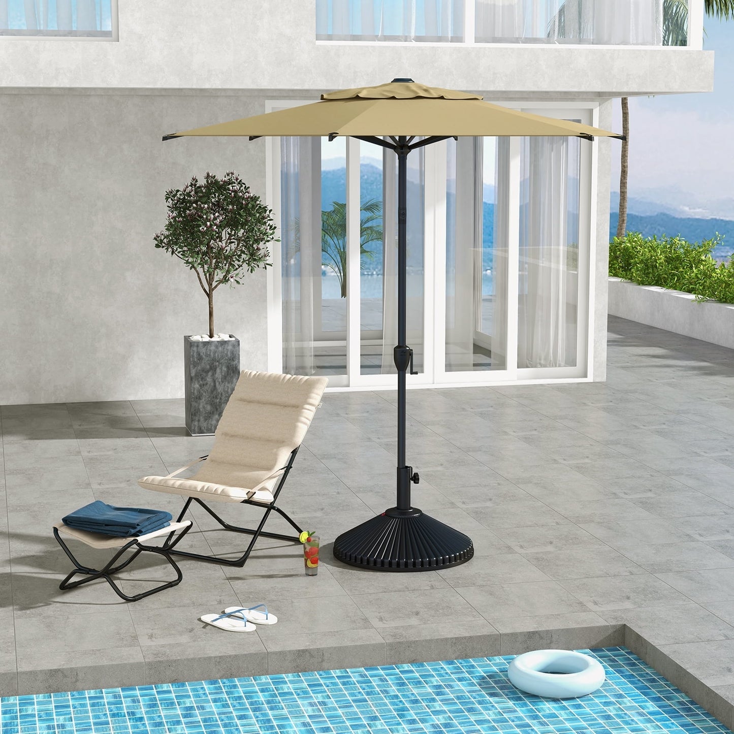 Abba Patio 7.5ft Lyon Outdoor Patio Umbrella Cover Replacement w/ 6 Sturdy Ribs, Brown