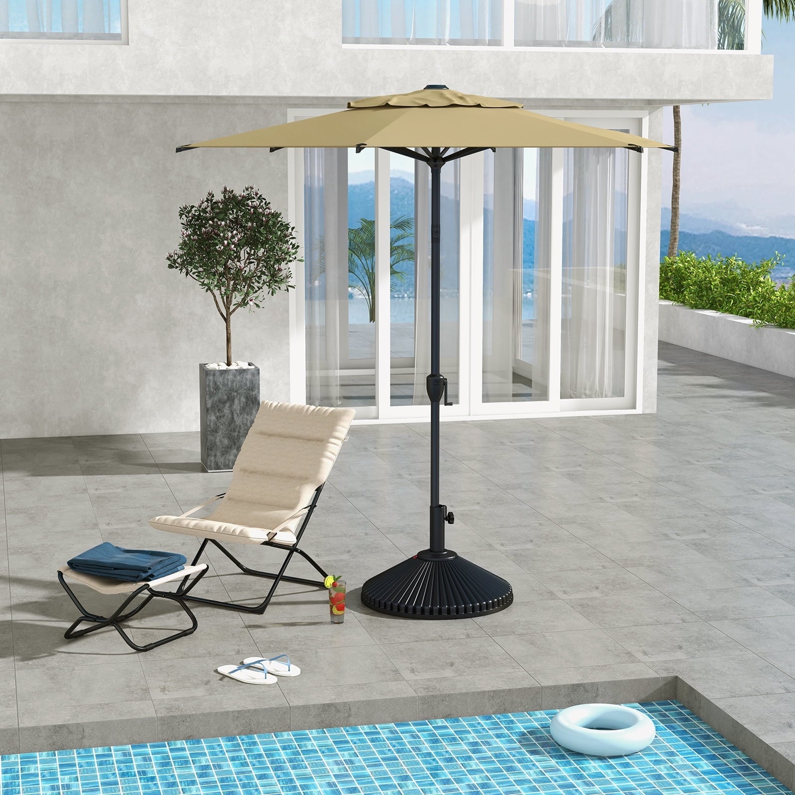 Abba Patio 7.5ft Lyon Outdoor Patio Umbrella Cover Replacement w/ 6 Sturdy Ribs, Brown