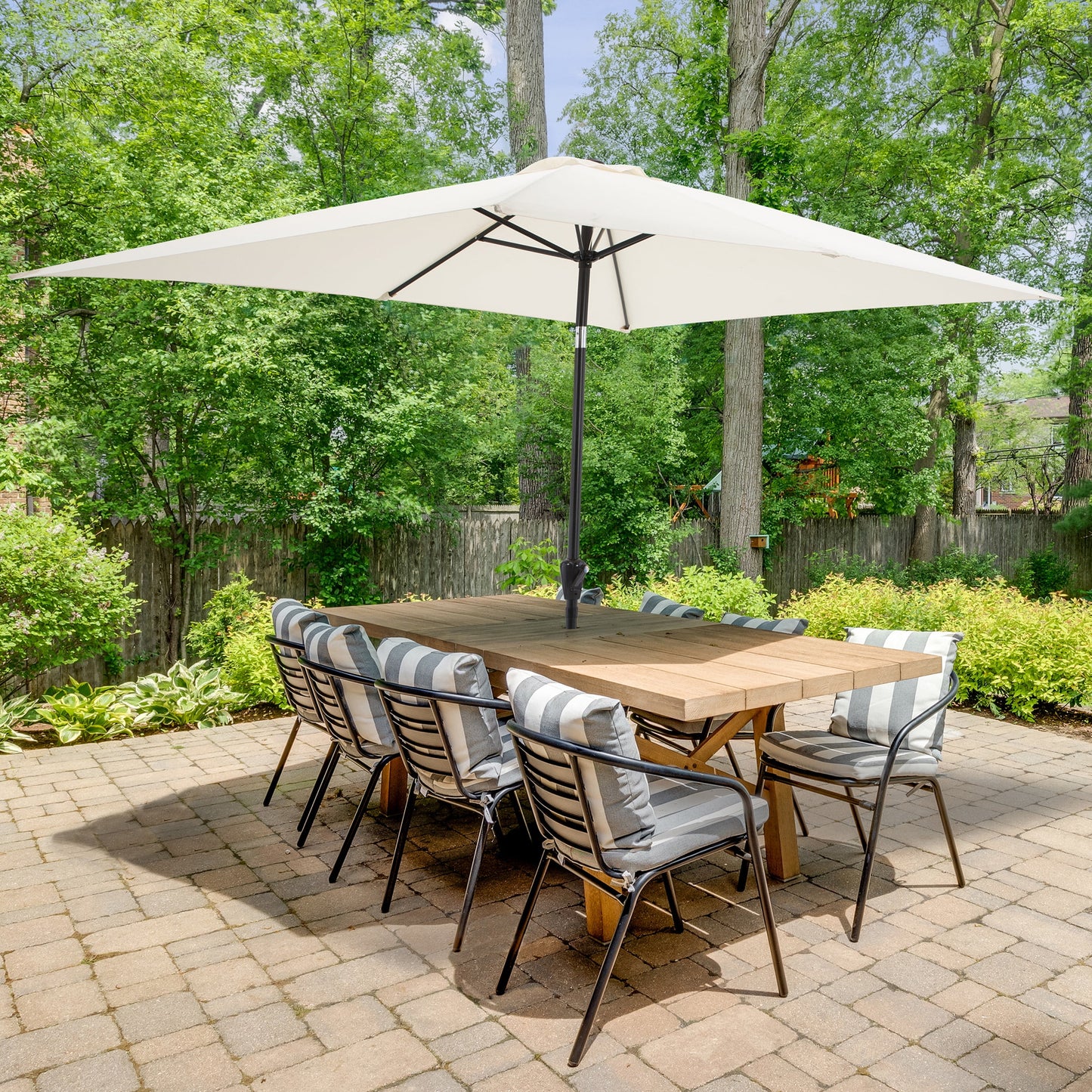 Pure Garden 10’ Rectangular Patio Umbrella with Push Button Tilt, Beige