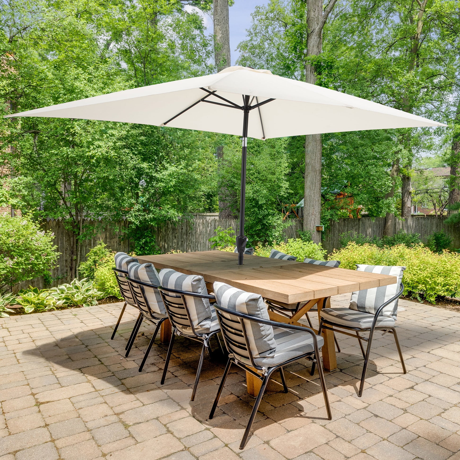 Pure Garden 10’ Rectangular Patio Umbrella with Push Button Tilt, Beige
