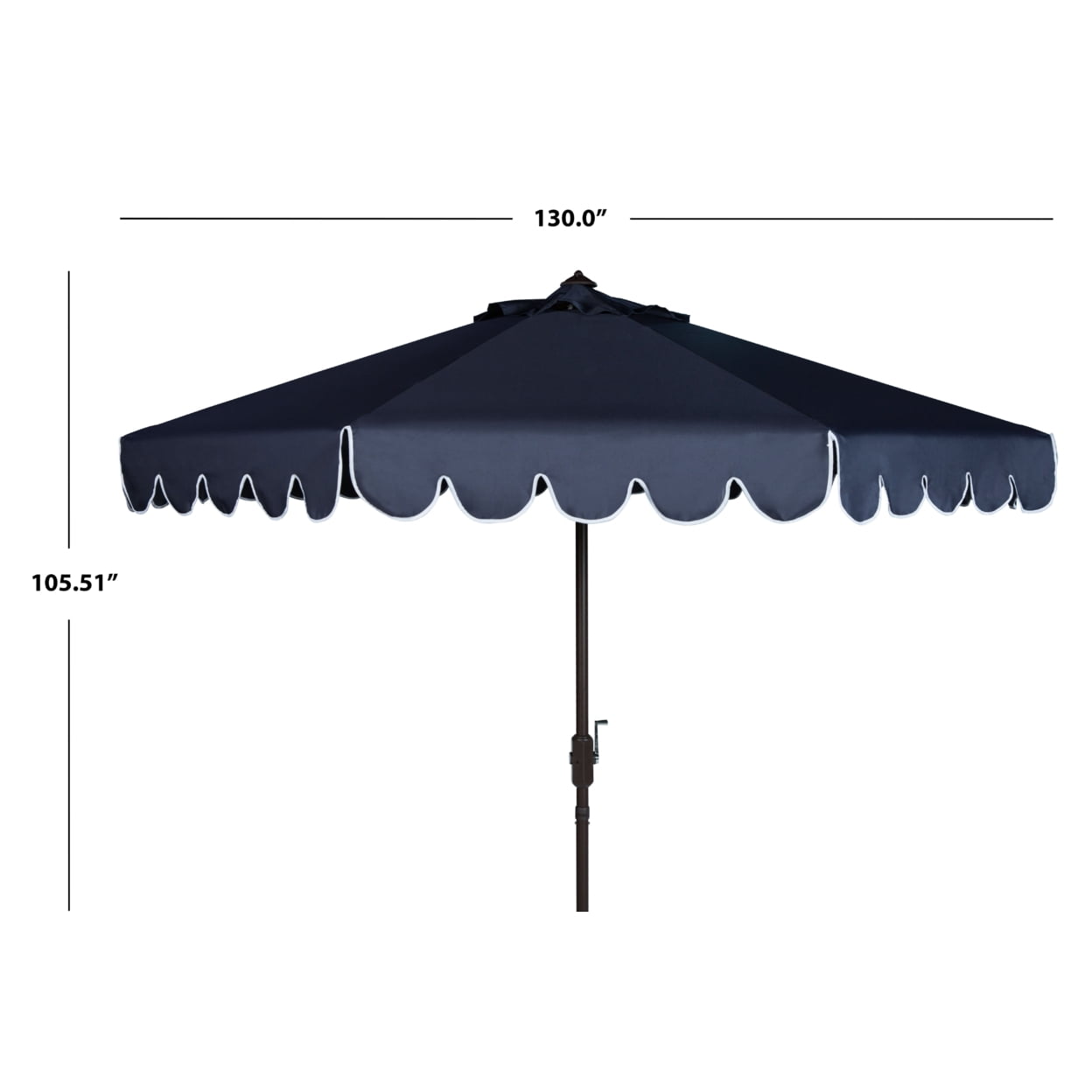 SAFAVIEH Outdoor Collection Venice 11-Foot Round Crank Umbrella Navy/White