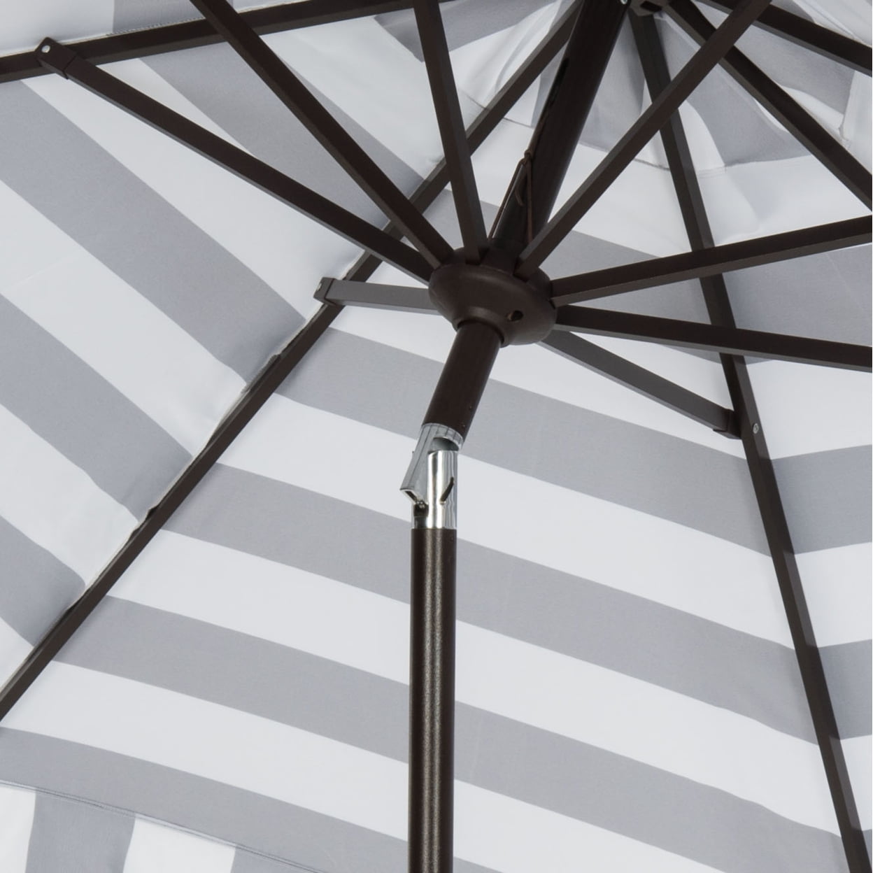 Safavieh Elsa 11' Market Crank Round Patio Umbrella, Black/White