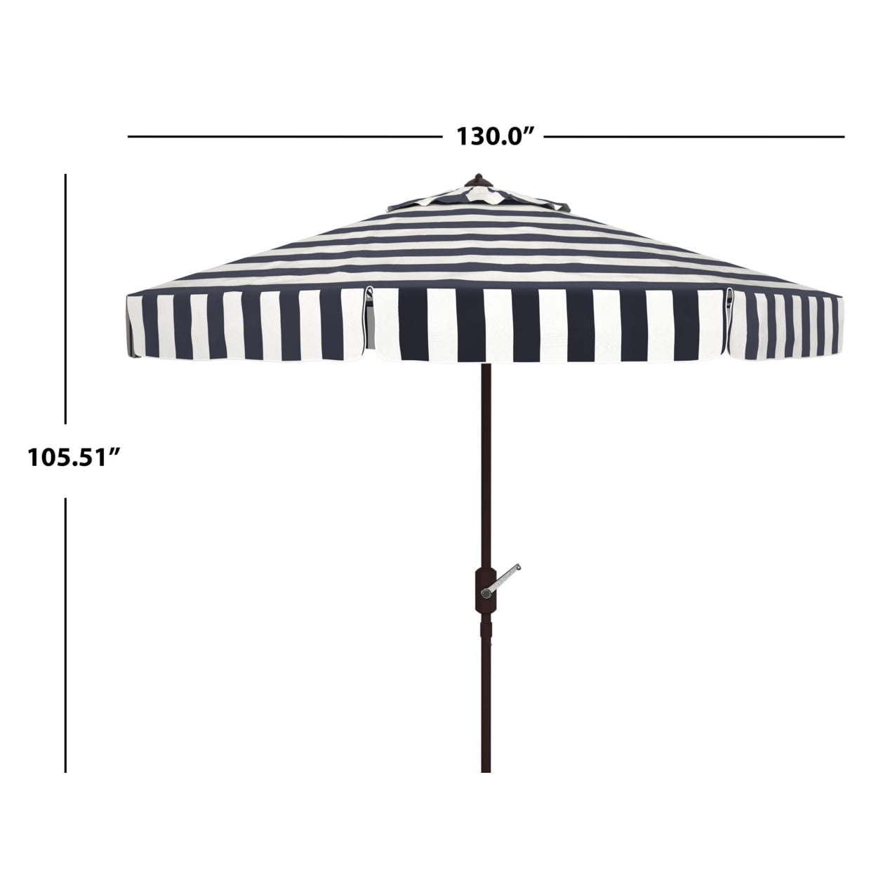 Safavieh Elsa 11' Market Crank Round Patio Umbrella, Black/White