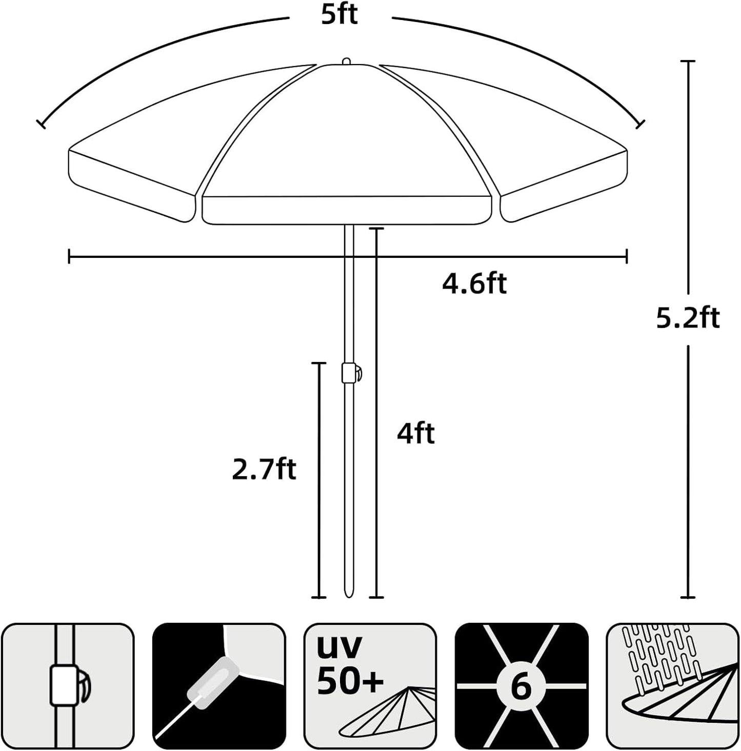 AMMSUN 5ft Seaside Kids Umbrella UPF50+ for Children Sand Water Table Outdoor Play,Boat/Green