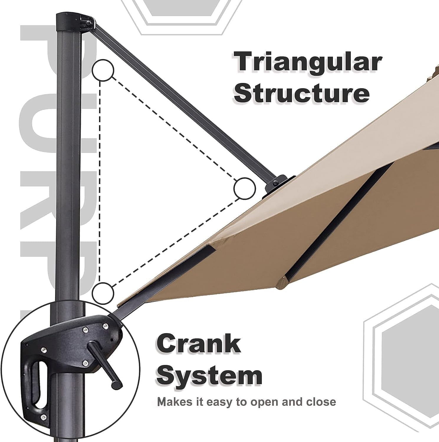 PURPLE LEAF 8x8 Ft Cantilever Umbrella Square Outdoor Patio Umbrella Large Offset Hanging Umbrella Aluminum Umbrella with 360°Rotation Adjustable Garden Pool Umbrella,Beige