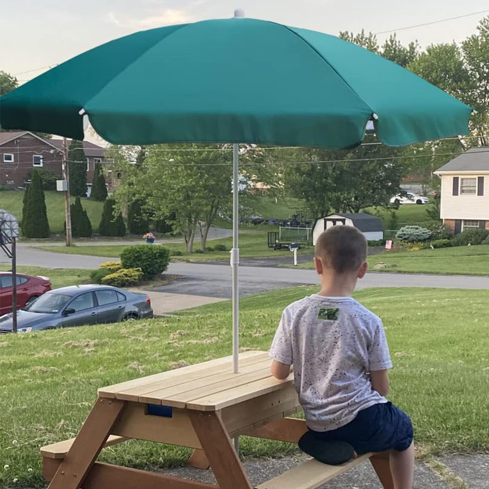 AMMSUN 6ft Green Round Outdoor Picnic Portable Market Patio Umbrella,Push Up & Tilt & Carry Bag