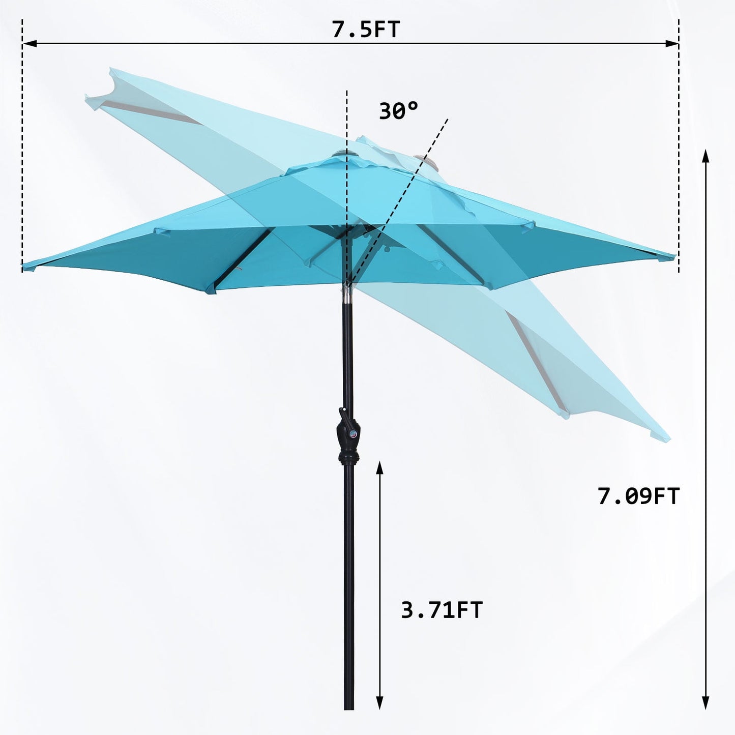 Autlaycil 7.5 ft Patio Umbrella with Tilt and Crank, Adjustable Outdoor Market Umbrellas (BLue)