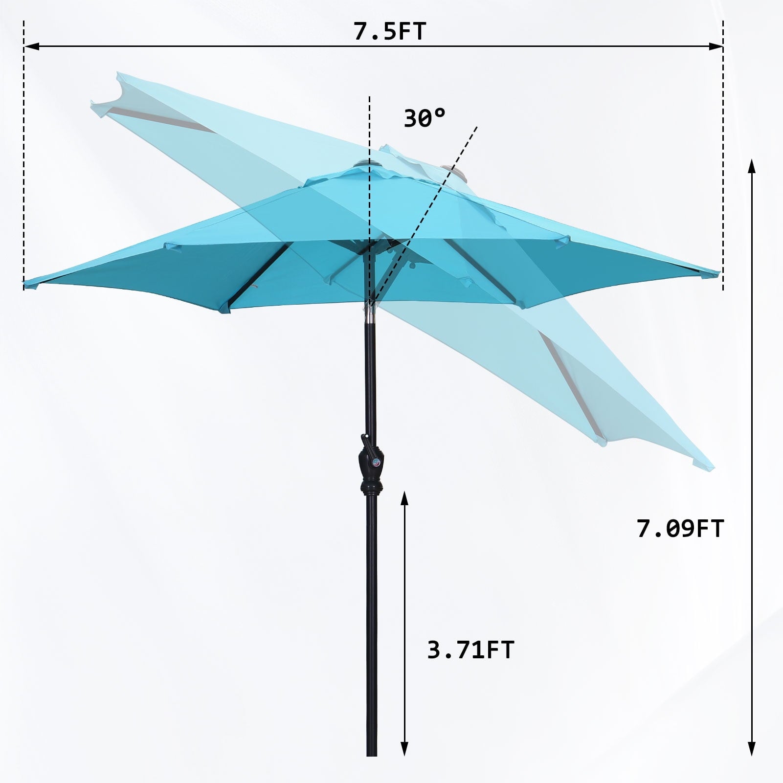 Autlaycil 7.5 ft Patio Umbrella with Tilt and Crank, Adjustable Outdoor Market Umbrellas (BLue)