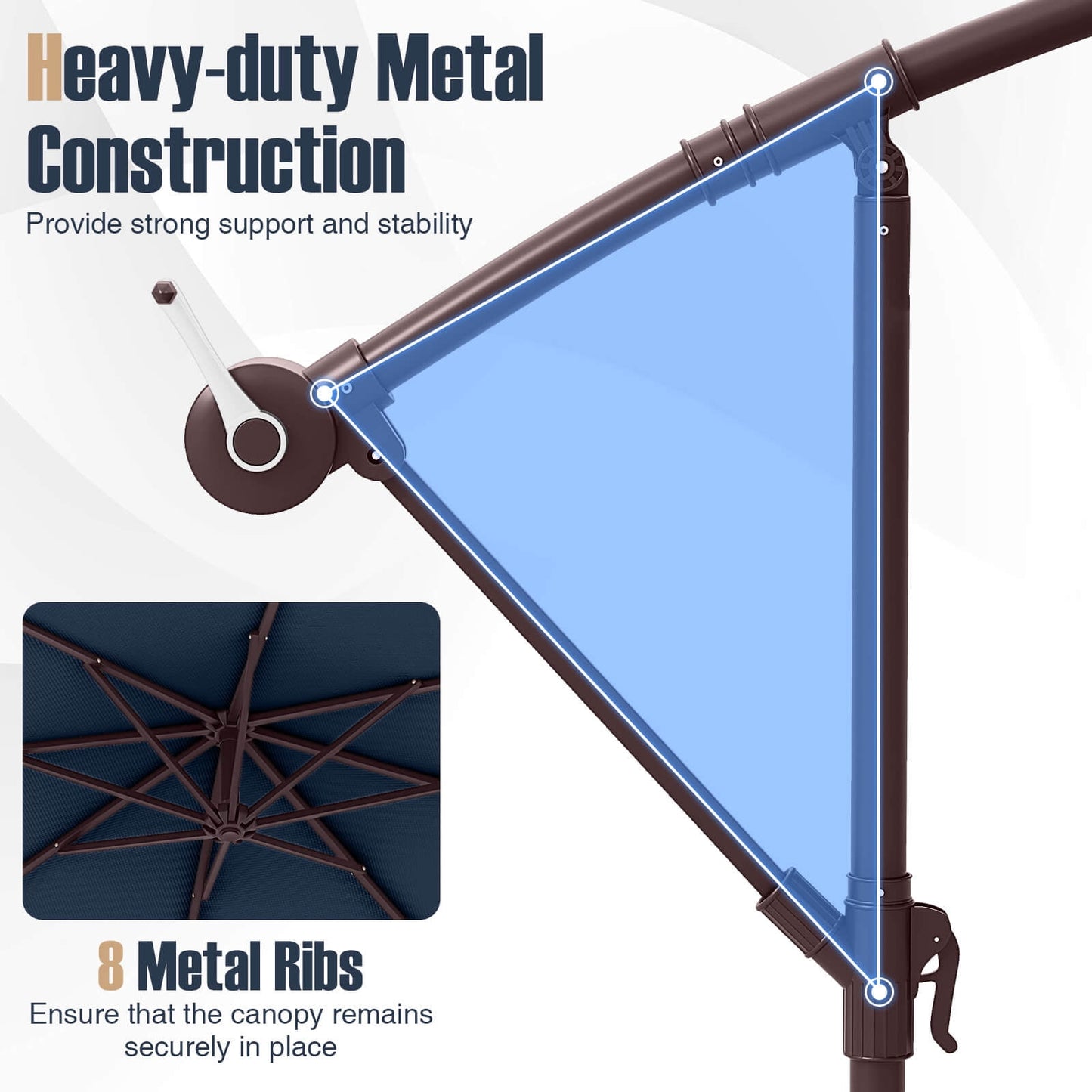Costway 98.40" Navy Cantilever Patio Umbrella, Base-Included