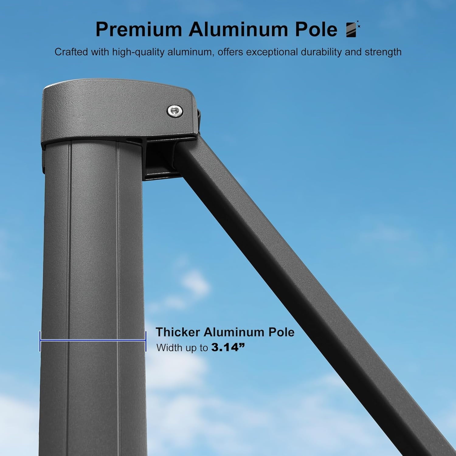 PURPLE LEAF 8 FT Patio Cantilever Umbrella Outdoor Offset Square Umbrella with 360-degree Rotation for Deck Pool Garden, Light Grey