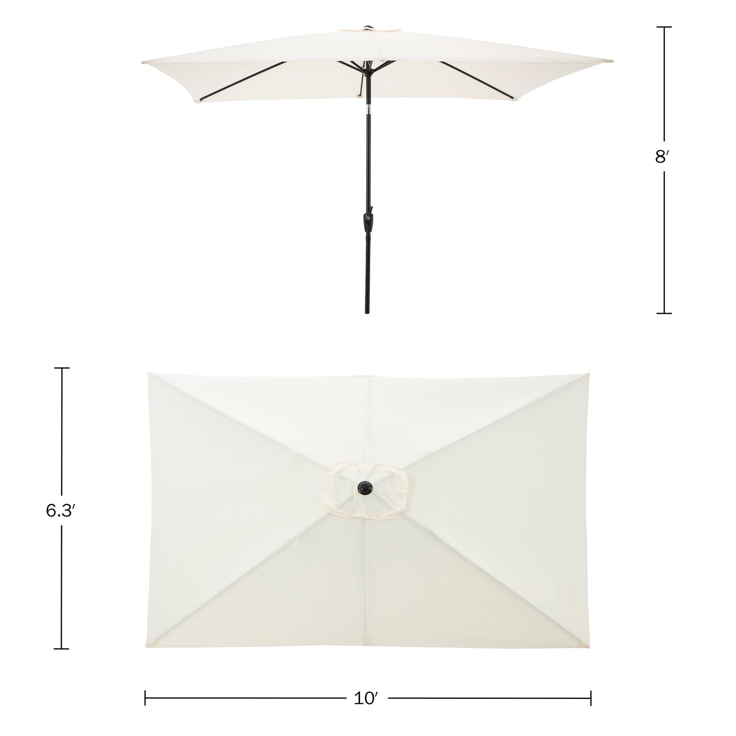 Pure Garden 10’ Rectangular Patio Umbrella with Push Button Tilt, Beige