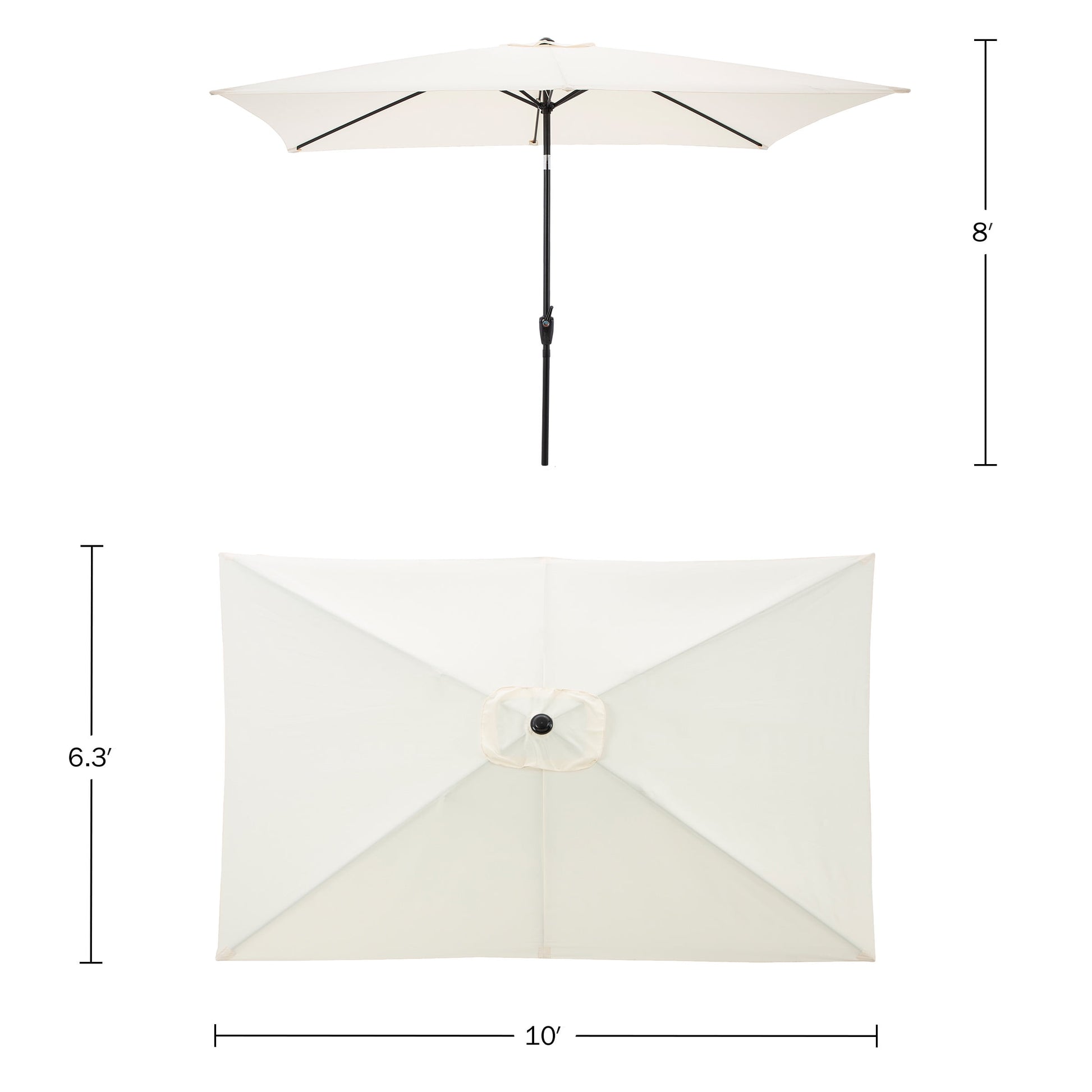 Pure Garden 10’ Rectangular Patio Umbrella with Push Button Tilt, Beige
