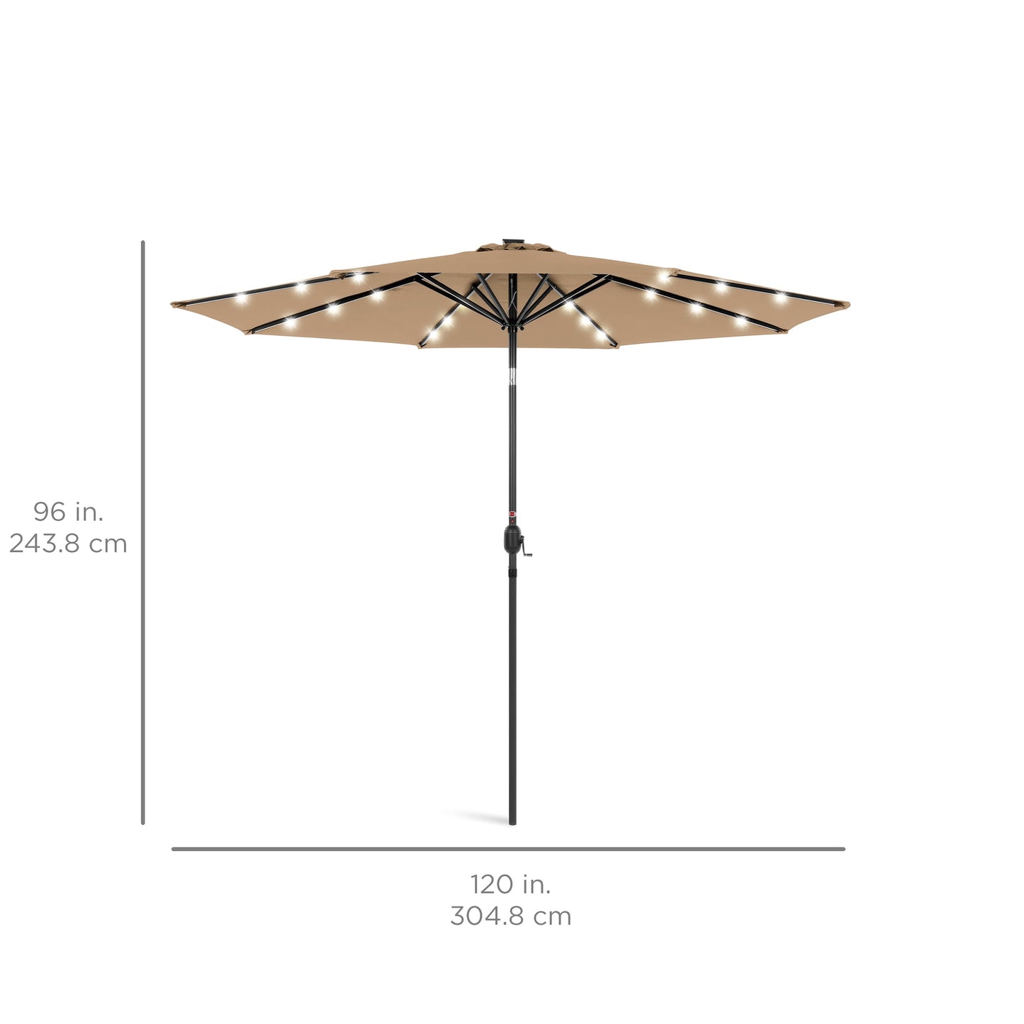 Best Choice Products 10ft Solar LED Lighted Patio Umbrella w/ Tilt Adjustment, UV-Resistant Fabric - Tan