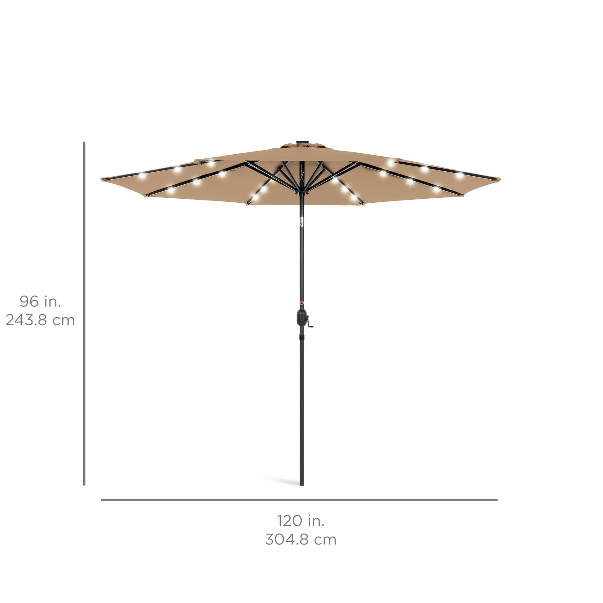 Best Choice Products 10ft Solar LED Lighted Patio Umbrella w/ Tilt Adjustment, UV-Resistant Fabric - Tan