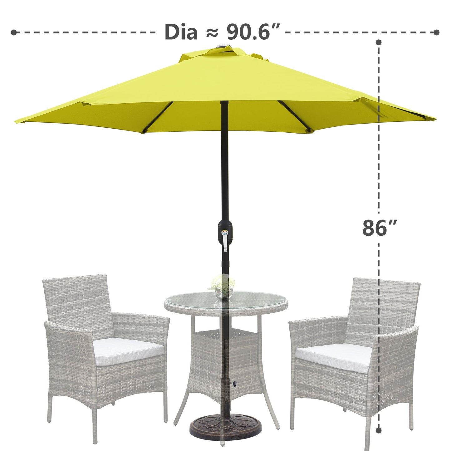 Maypex 7.5ft Patio Umbrella with Crank Handle Outdoor Market Umbrella with 6 Ribs for Garden Deck Backyard Pool, Yellow