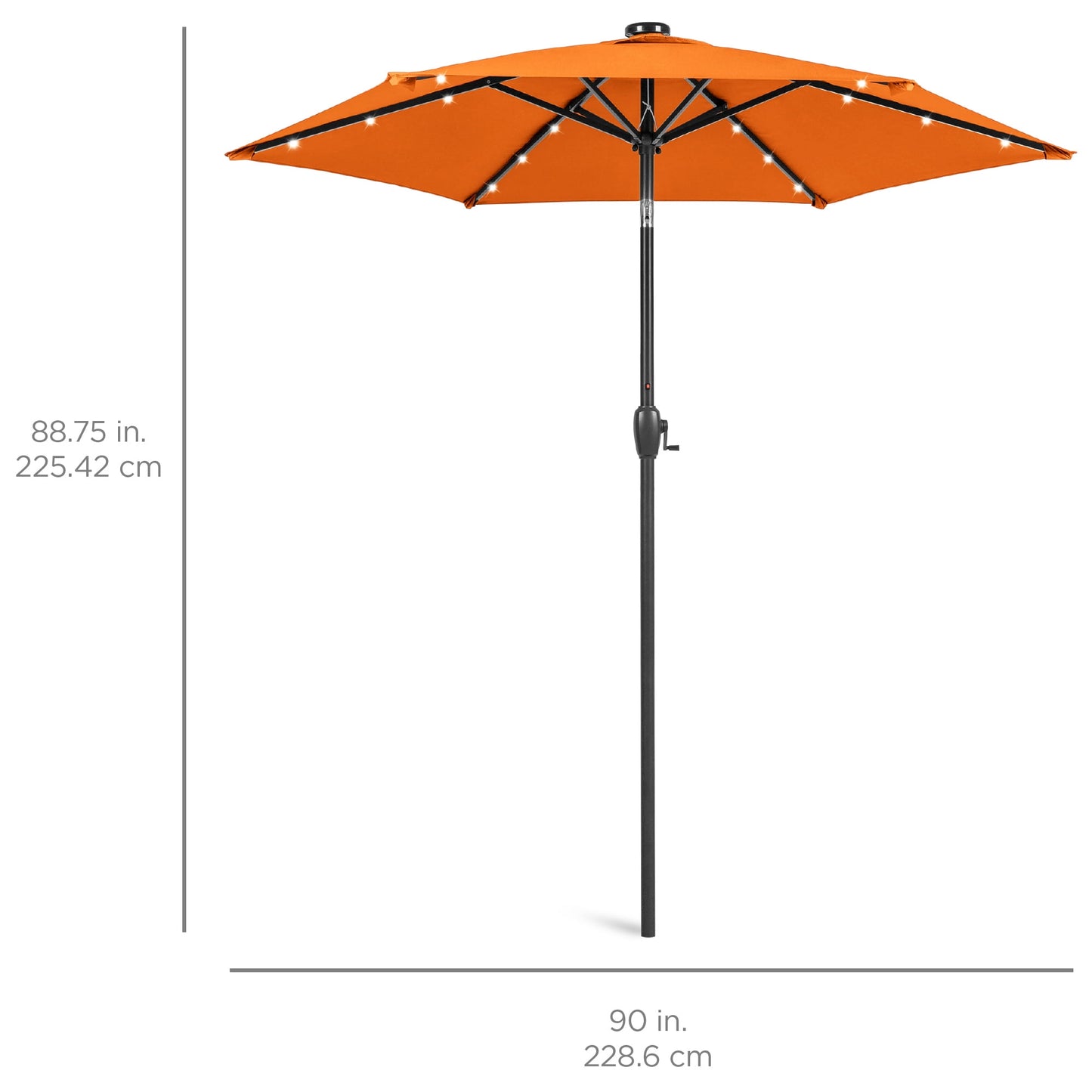 Best Choice Products 7.5ft Outdoor Solar Patio Umbrella for Deck, Pool w/ Tilt, Crank, LED Lights - Orange