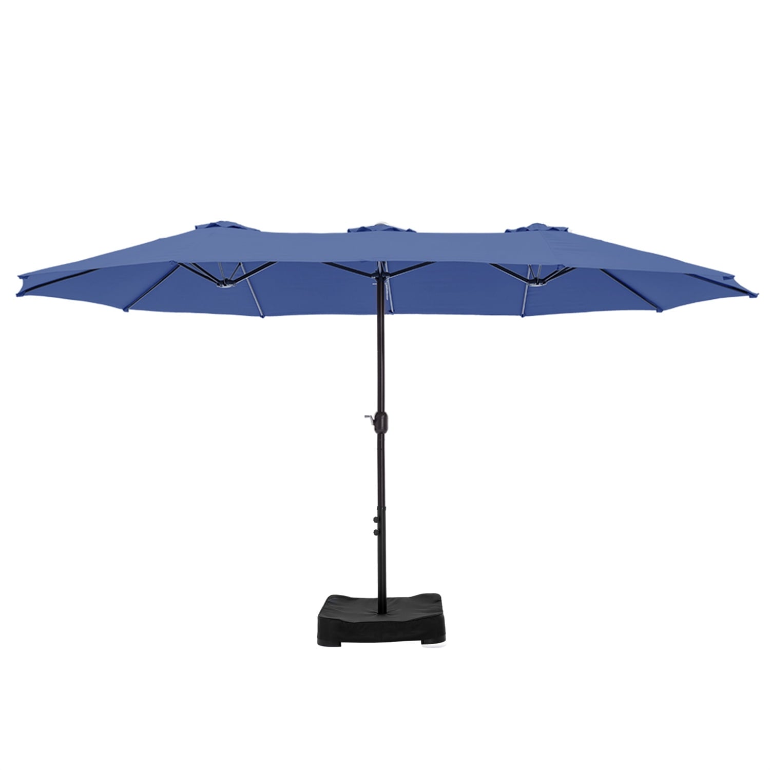 Summit Living 15 ft Large Patio Umbrella with Base (Included) Double-Sided Rectangular Outdoor Deck Umbrella for Outside - Haze Blue