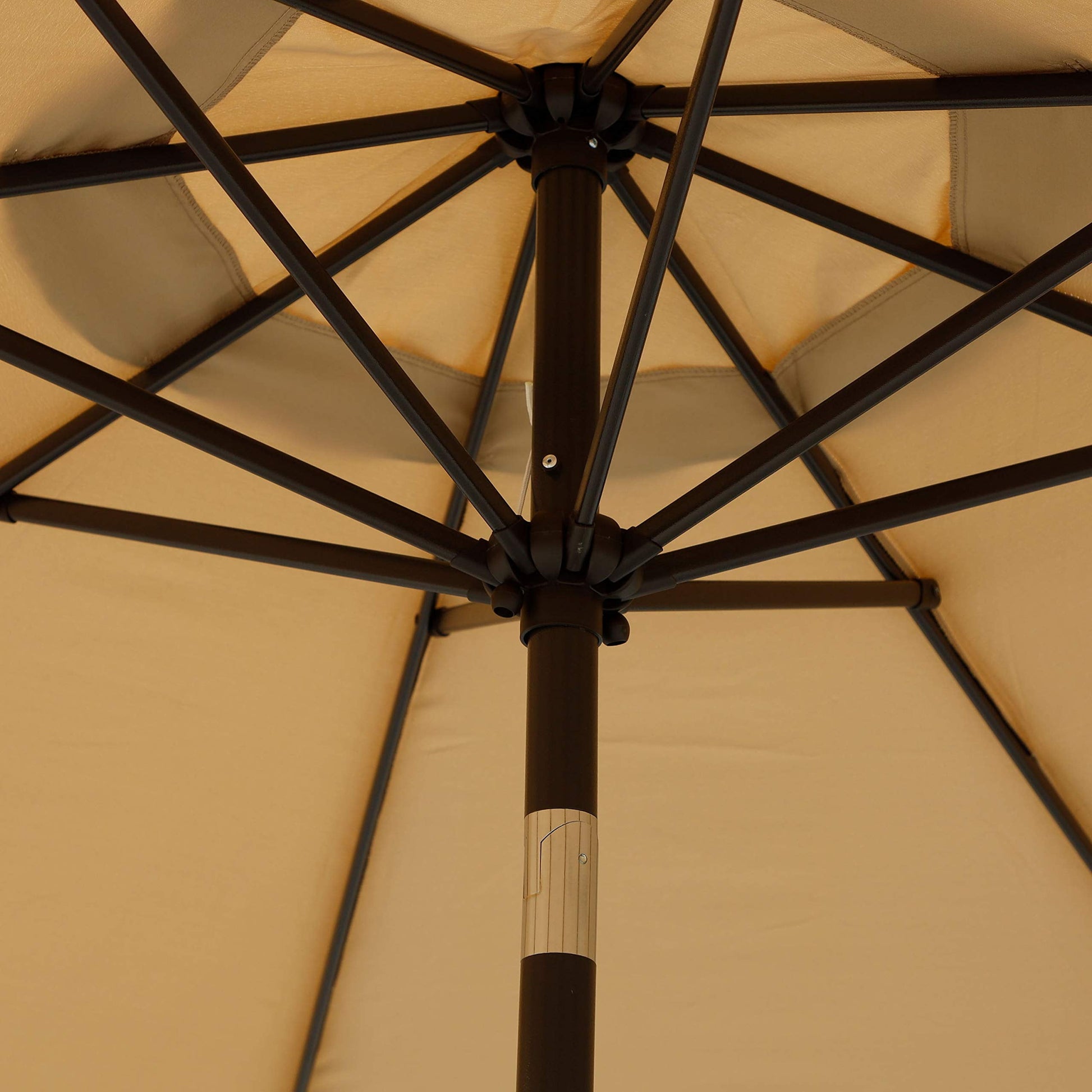 Blissun 9' Outdoor Patio Umbrella, Outdoor Table Umbrella, Yard Umbrella, Market Umbrella with 8 Sturdy Ribs, Push Button Tilt and Crank (Tan) C80
