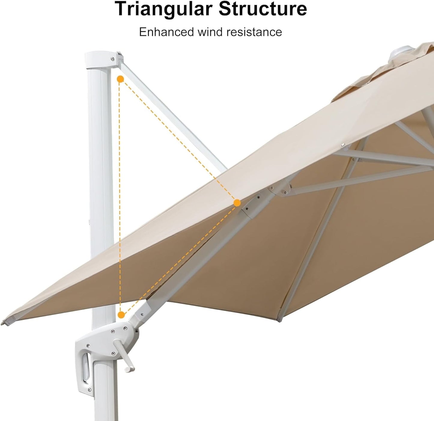PURPLE LEAF 9 × 11.5 FT Patio Umbrella White Cantilever Offset Umbrella Rectangle Outdoor Umbrella with 360° Rotation for Garden Deck Pool, Beige