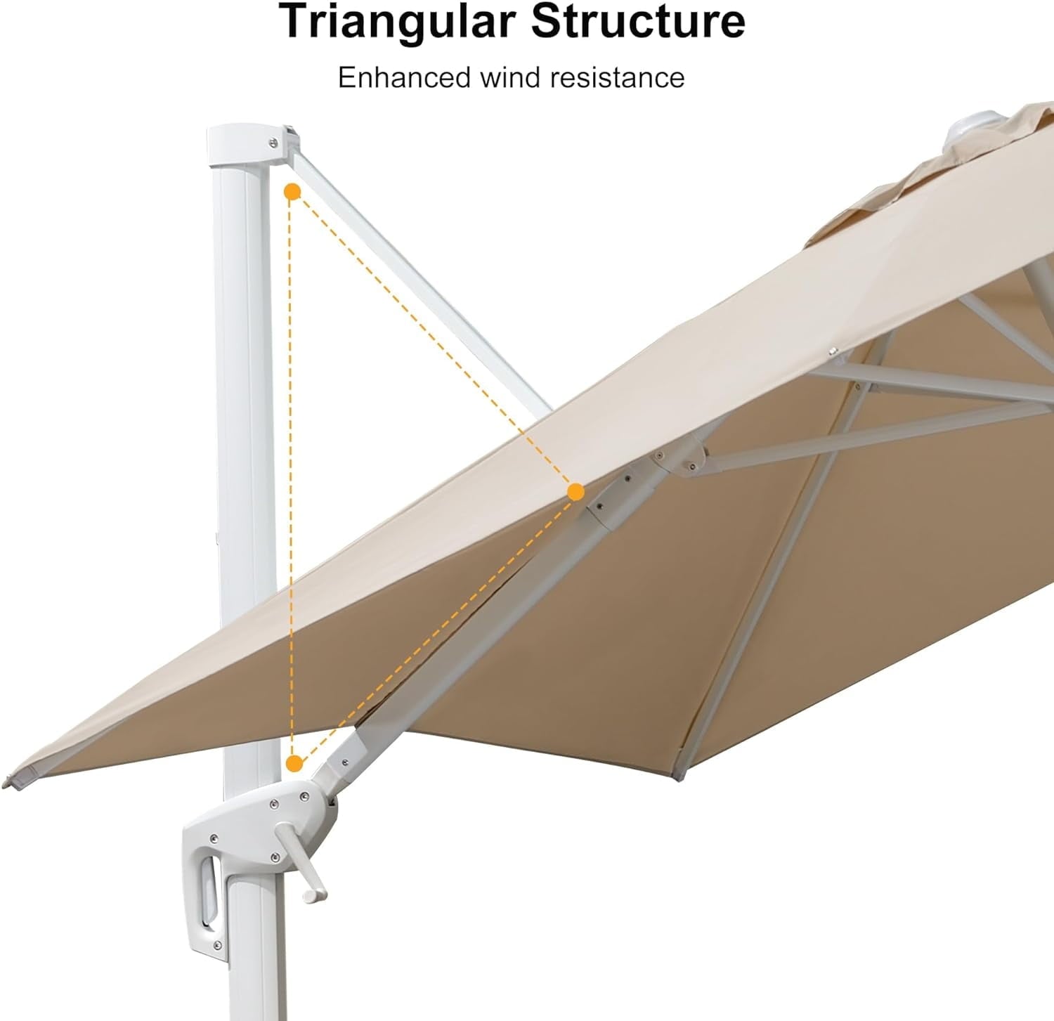 PURPLE LEAF 9 × 11.5 FT Patio Umbrella White Cantilever Offset Umbrella Rectangle Outdoor Umbrella with 360° Rotation for Garden Deck Pool, Beige