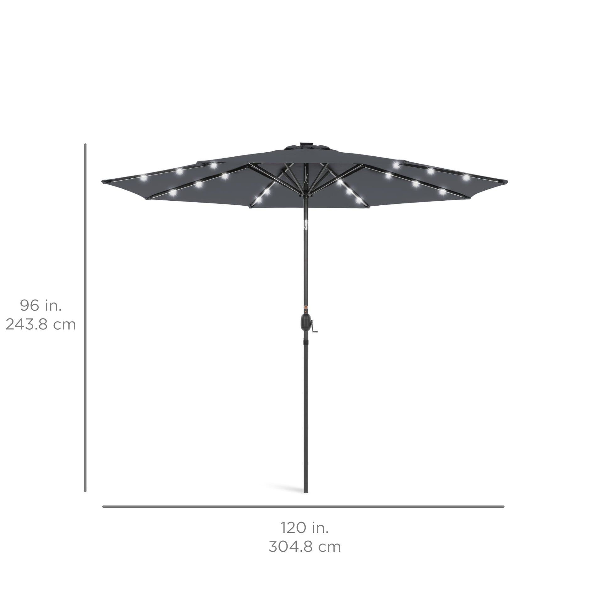 Best Choice Products 10ft Solar LED Lighted Patio Umbrella w/ Tilt Adjustment, UV-Resistant Fabric - Slate