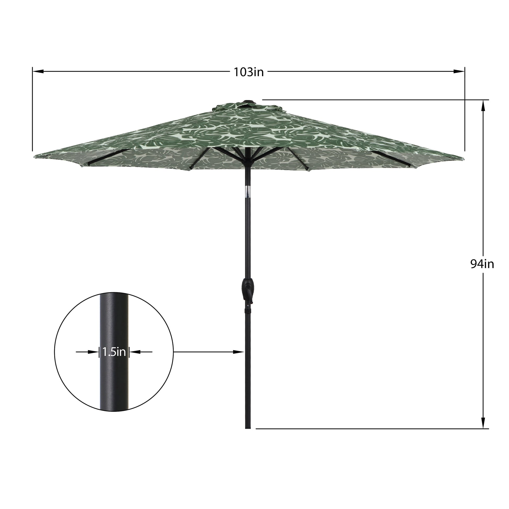 Mainstays 9' Monstera Palm Crank Lift and 3 Position Tilt Patio Umbrella