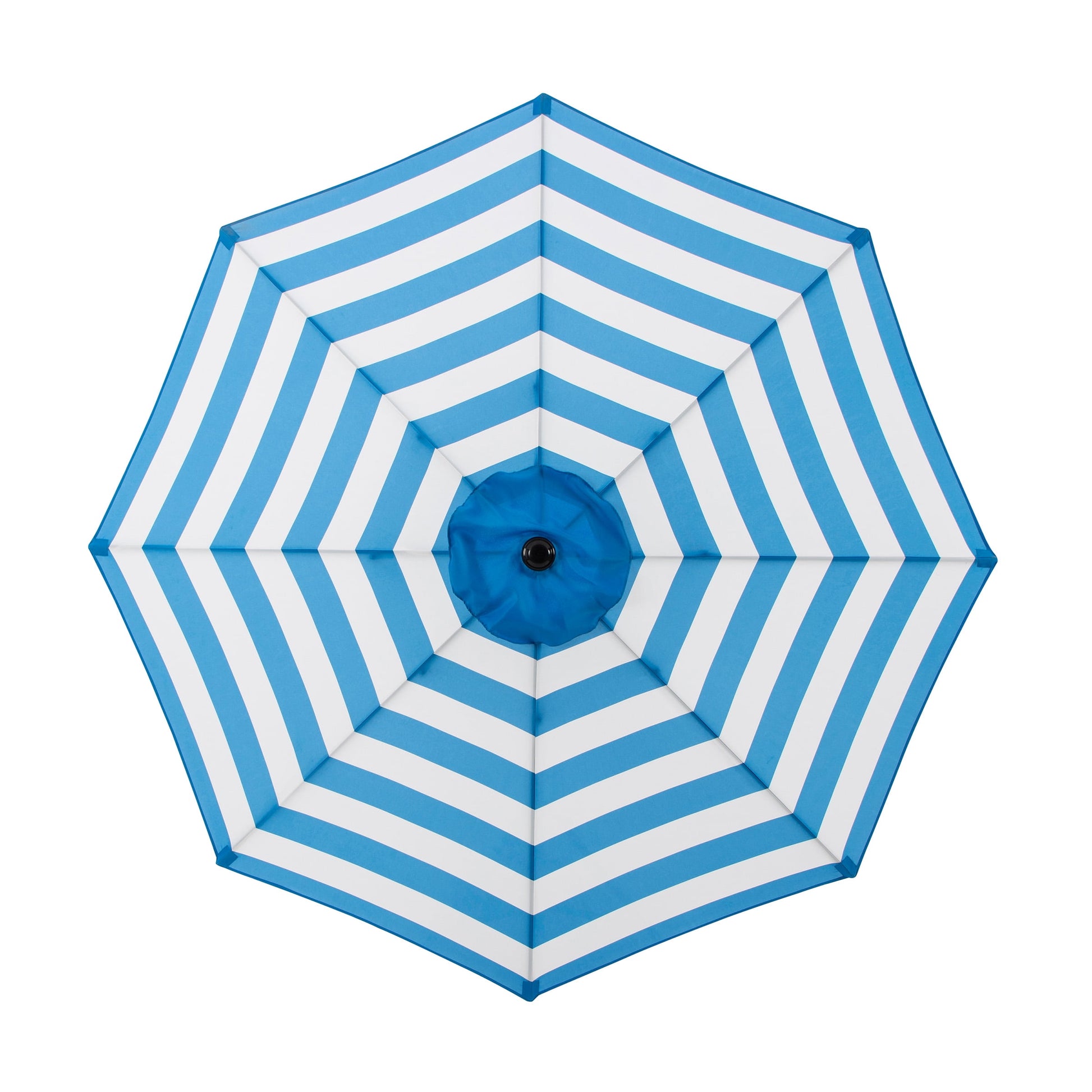 Pure Garden 9ft Striped Patio Umbrella with Crank and Tilt, Outdoor Sunshade for Table, Blue/White