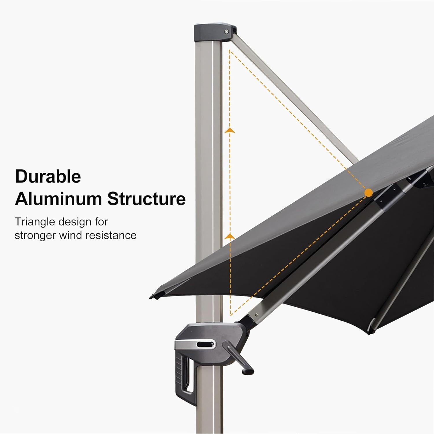 PURPLE LEAF 8 × 8 FT Patio Umbrella, Outdoor Cantilever Umbrella with Champagne Post, Hanging Offset Umbrella for Pool, Deck Garden, Grey