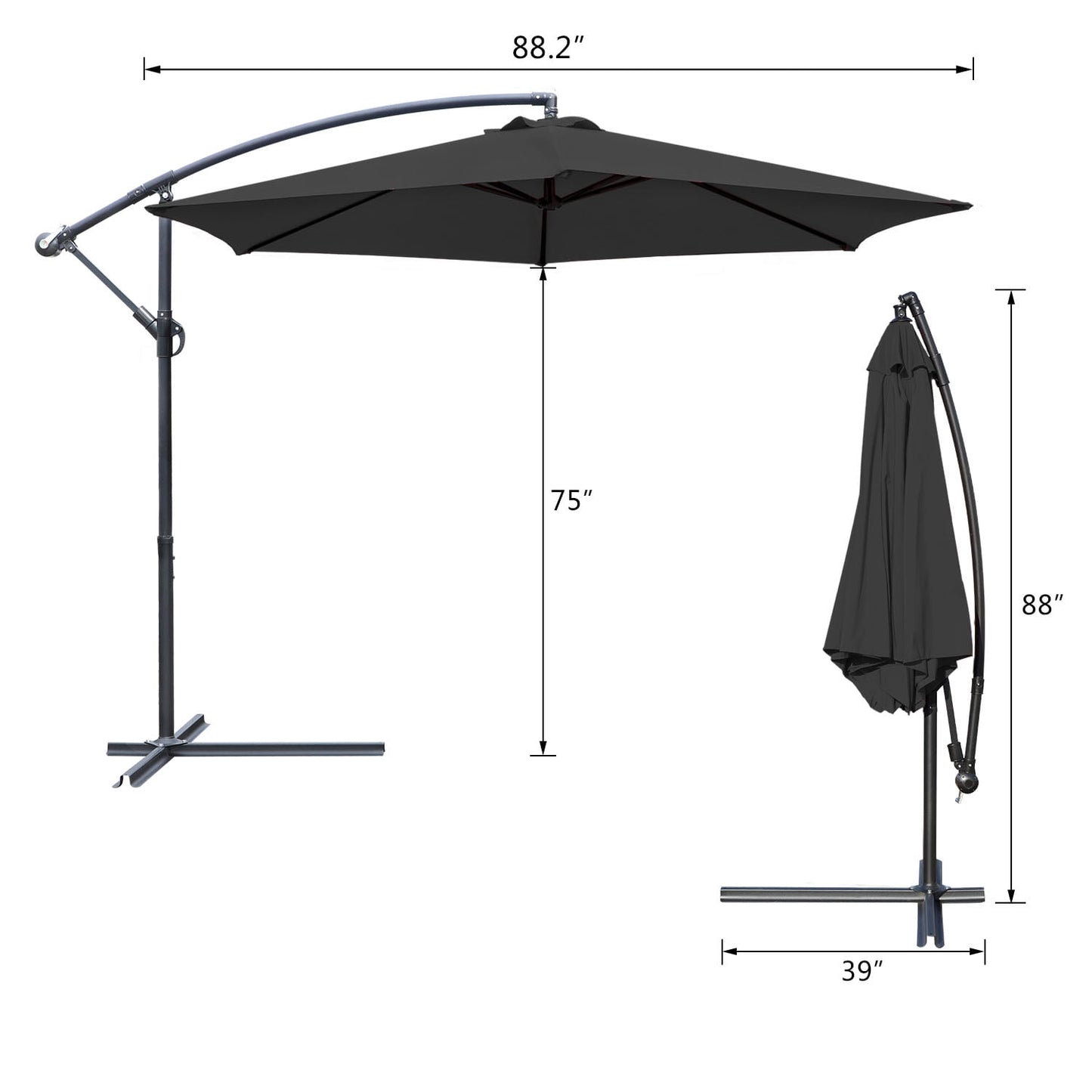 Lacoo10-Foot Offset Hanging Polyester Market Outdoor Patio Umbrella with Steel Frame and Easy Tilt,Black