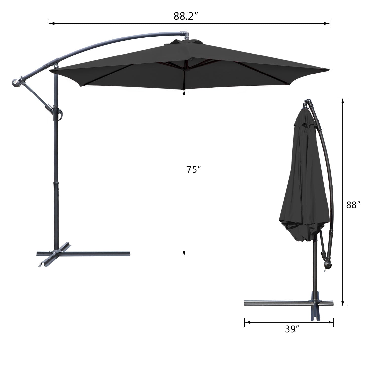 Lacoo10-Foot Offset Hanging Polyester Market Outdoor Patio Umbrella with Steel Frame and Easy Tilt,Black