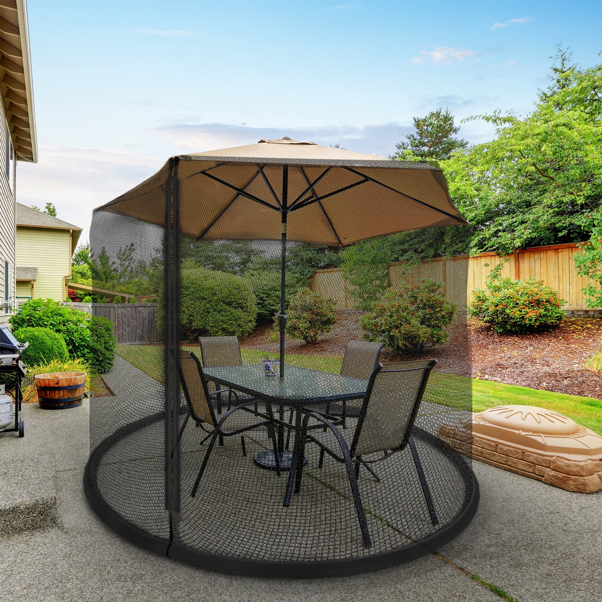Pure Garden Mosquito Net for 7.5ft Patio Umbrella – Outdoor Mesh Screen with Zipper & Weighted Bottom