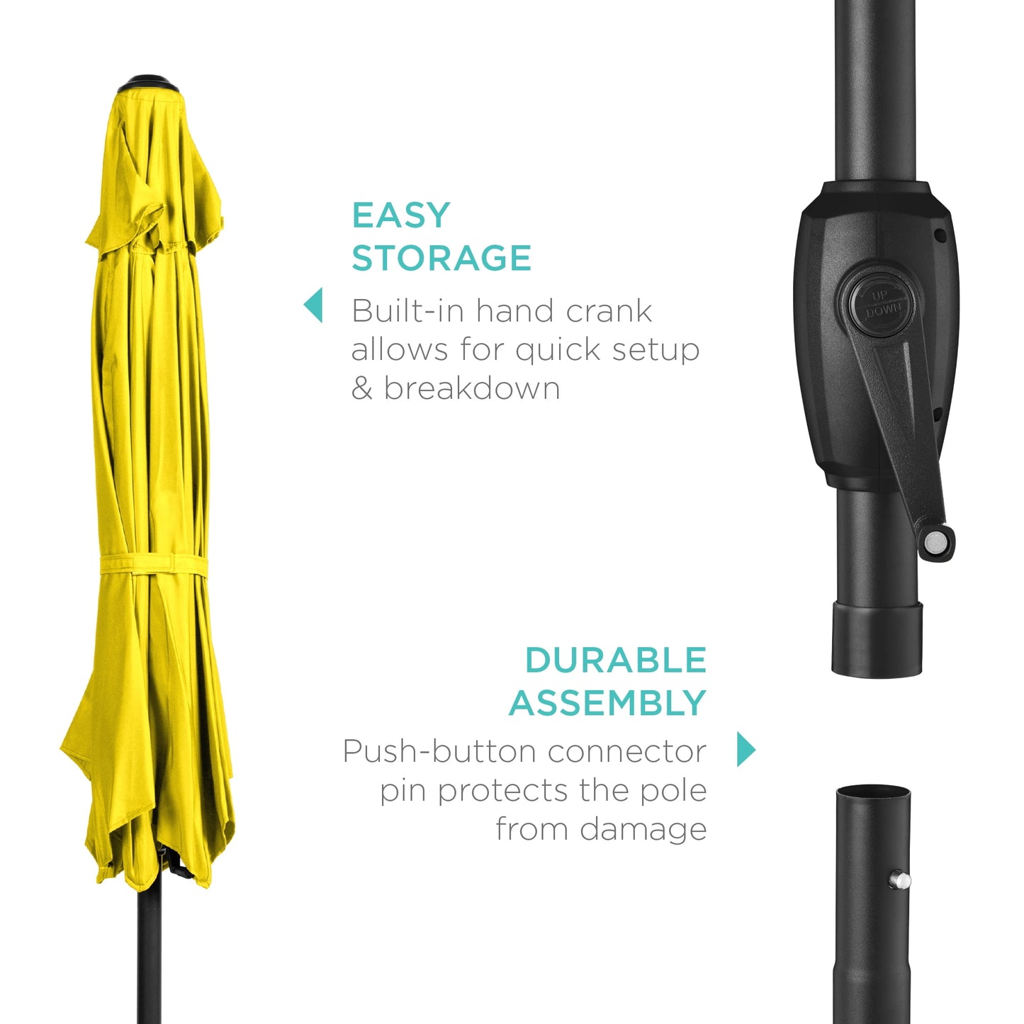 Best Choice Products 7.5ft Heavy-Duty Outdoor Market Patio Umbrella w/ Push Button Tilt, Easy Crank - Yellow