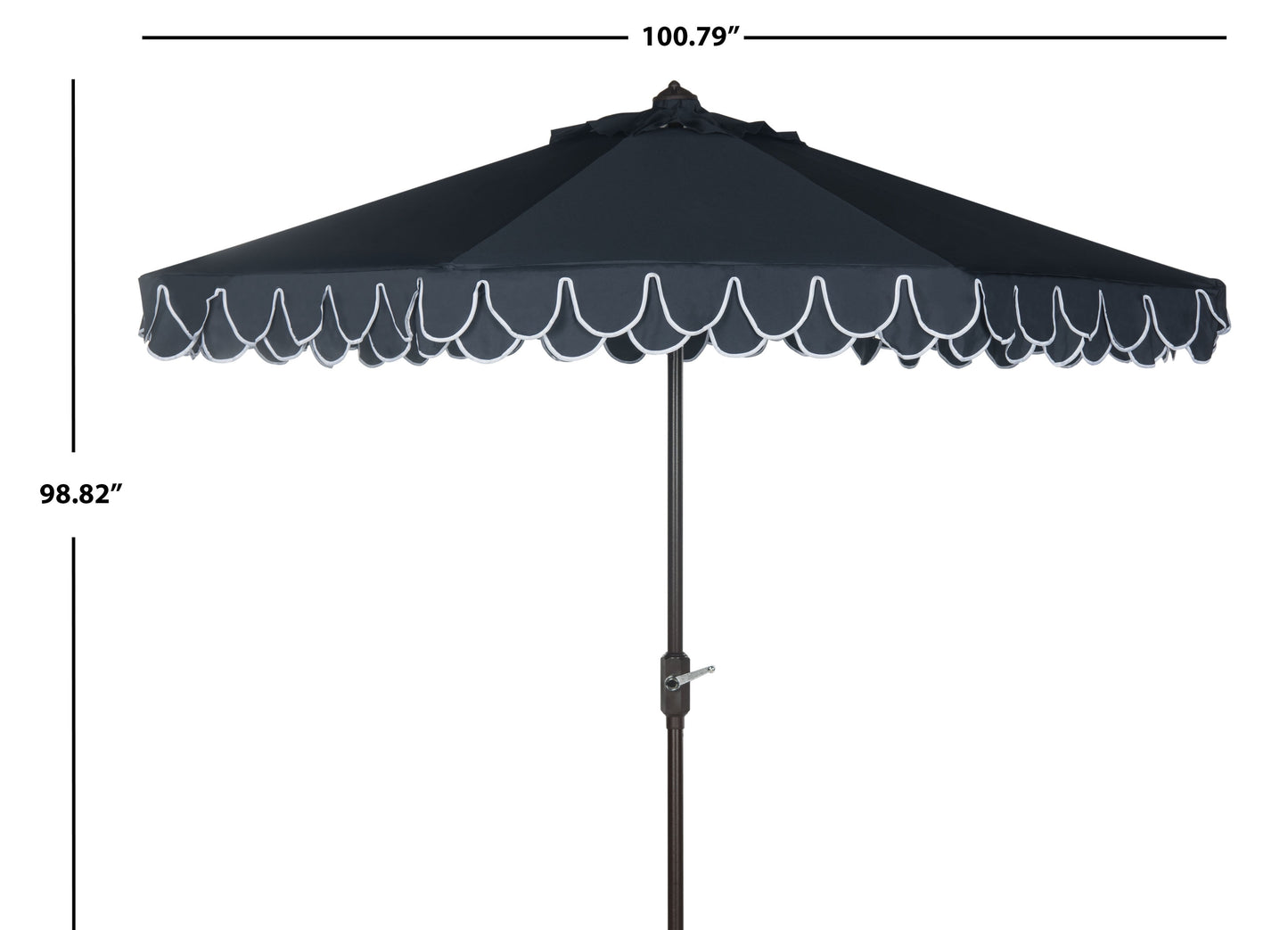 SAFAVIEH Outdoor Collection Elegant Valance 9-Foot Tilt Umbrella Navy / White