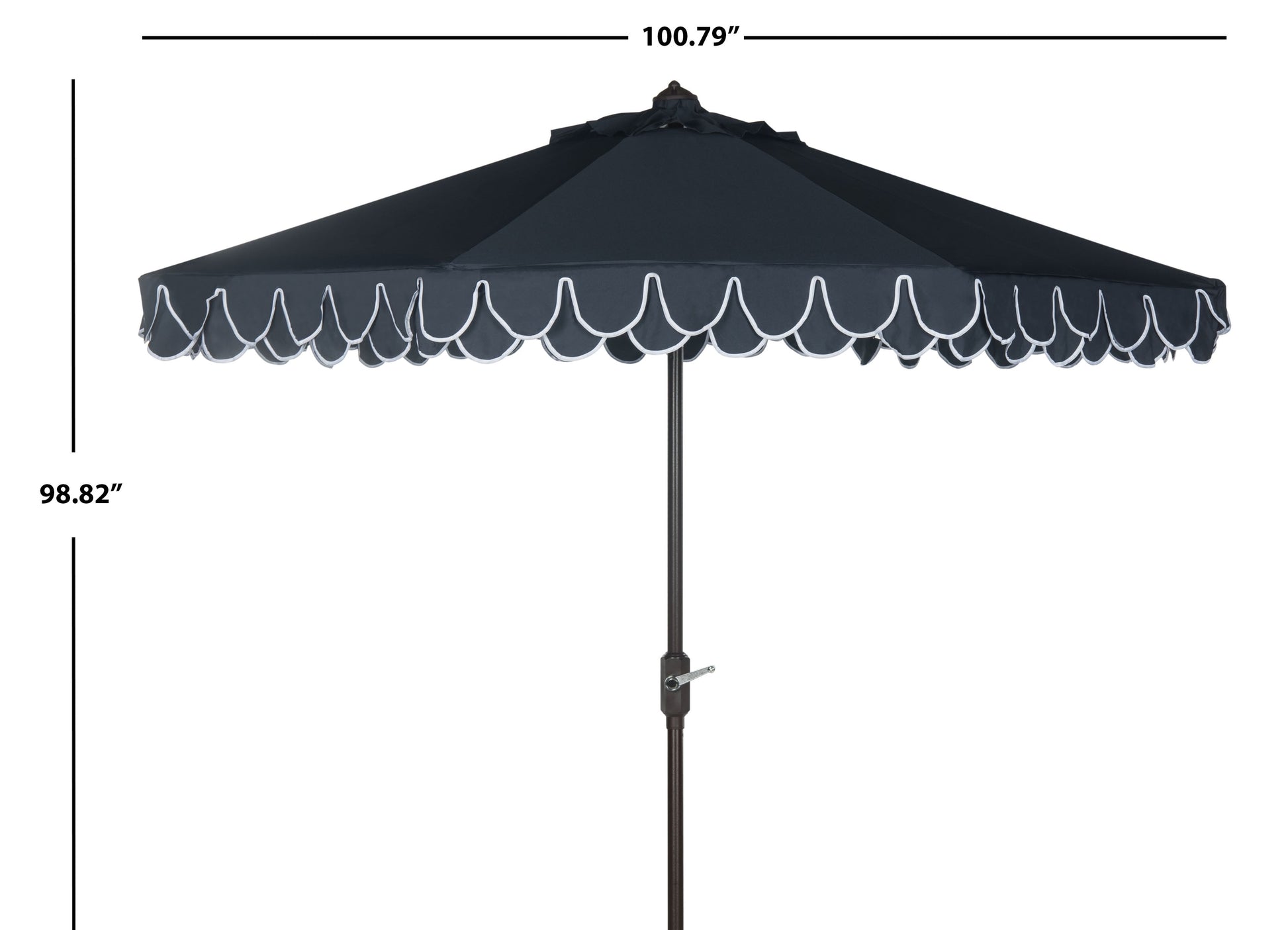 SAFAVIEH Outdoor Collection Elegant Valance 9-Foot Tilt Umbrella Navy / White