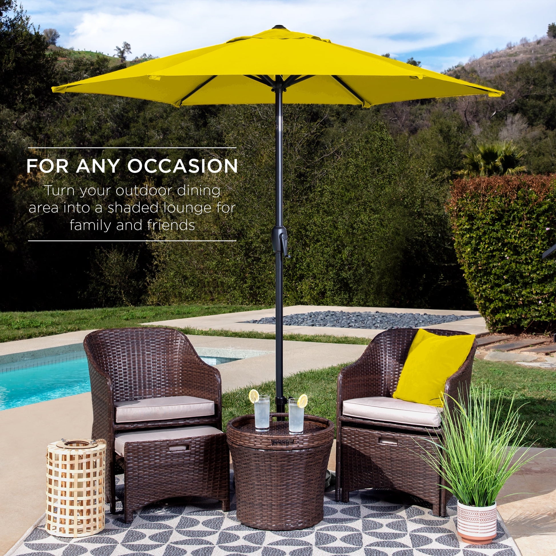 Best Choice Products 7.5ft Heavy-Duty Outdoor Market Patio Umbrella w/ Push Button Tilt, Easy Crank - Yellow