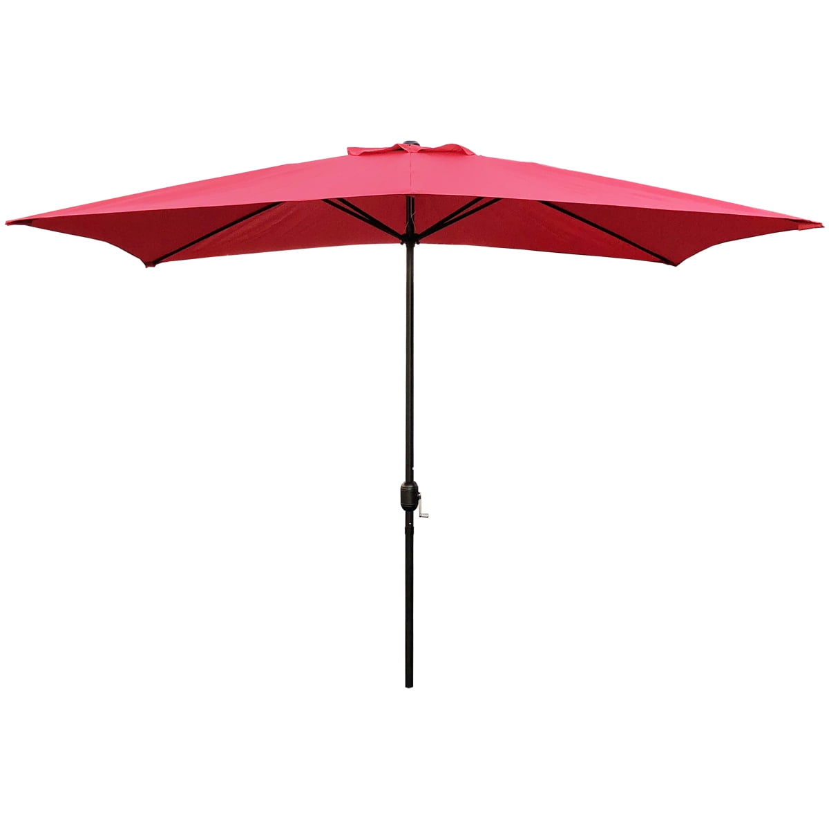 Abble 10x6.5ft Rectangular Patio Umbrella with Crank Handle, Outdoor Market Umbrella with 6 Sturdy Umbrella Ribs, Waterproof, Red
