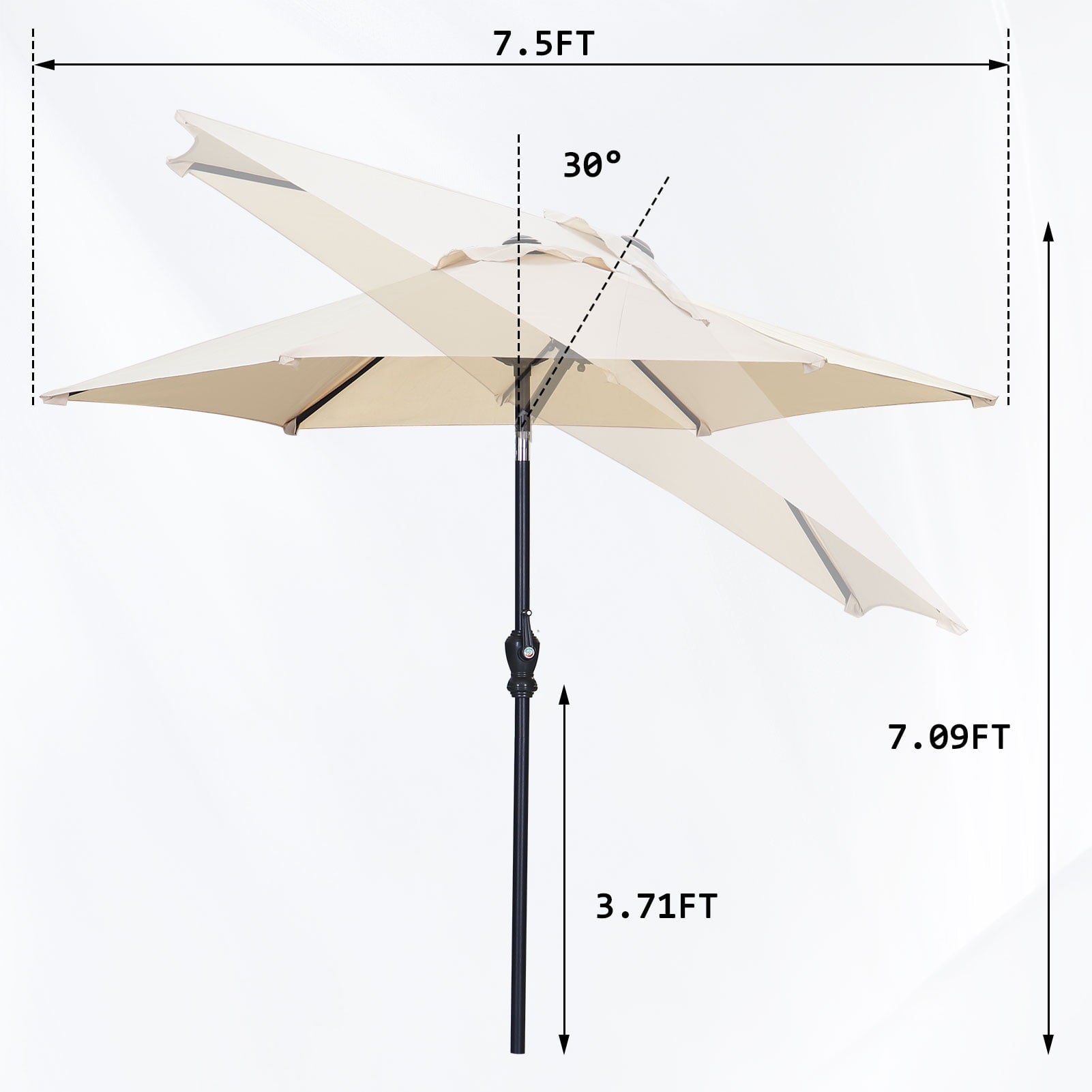 Autlaycil 7.5FT Patio Umbrellas with Push Button Tilt and Crank, Khaki