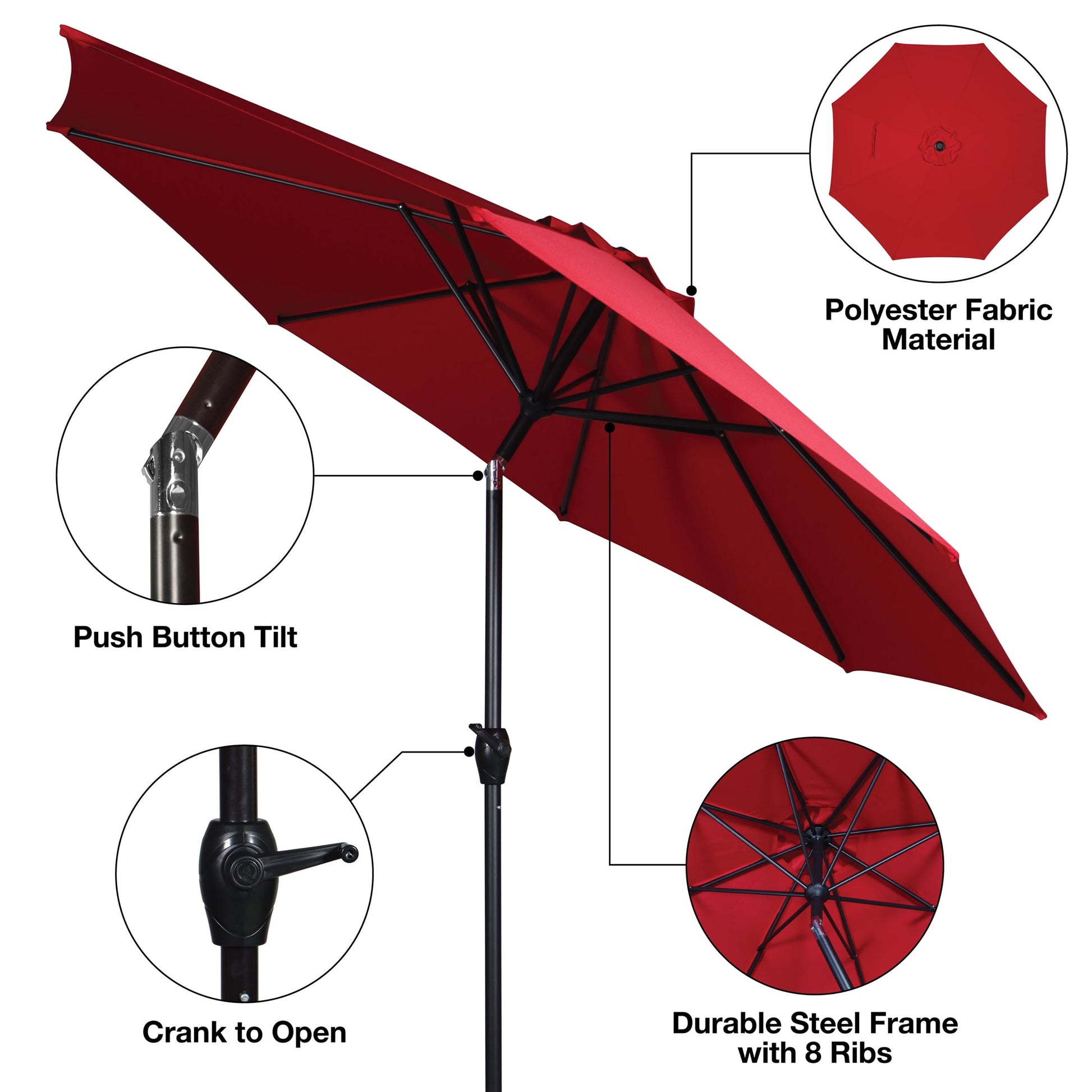 (2 pack) Mainstays 9' Red Crank Lift and 3 Position Tilt Patio Umbrella