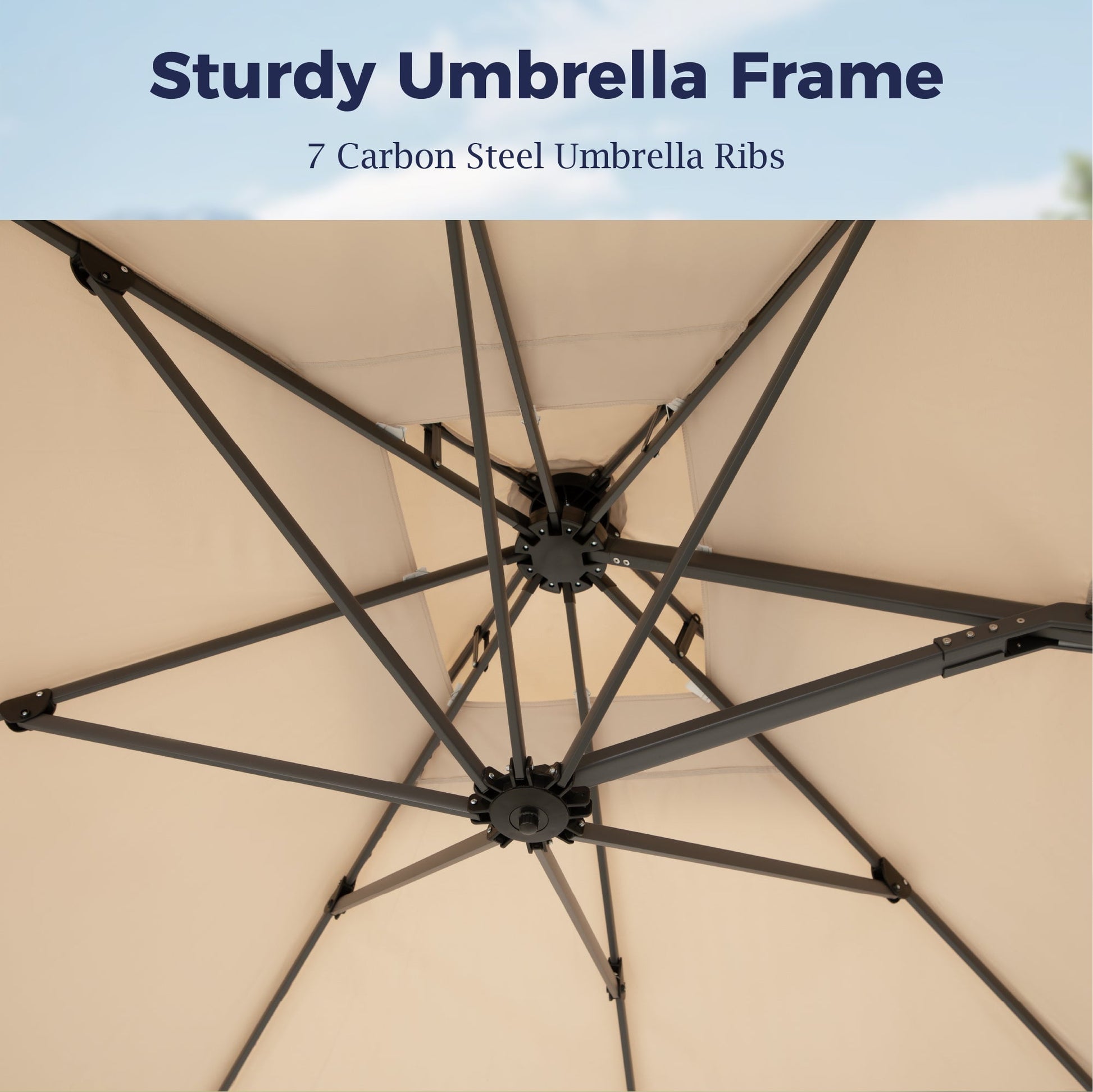 Alpha Joy 12x9ft Outdoor Patio Umbrella Large Rectangle Offset Cantilever Double Umbrella with 360°Rotation, Beige