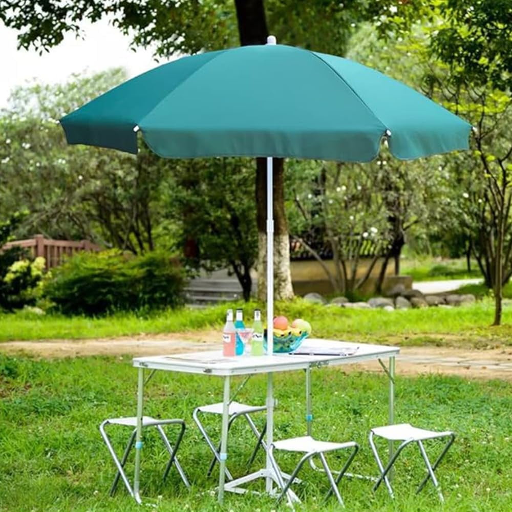 AMMSUN 6ft Green Round Outdoor Picnic Portable Market Patio Umbrella,Push Up & Tilt & Carry Bag