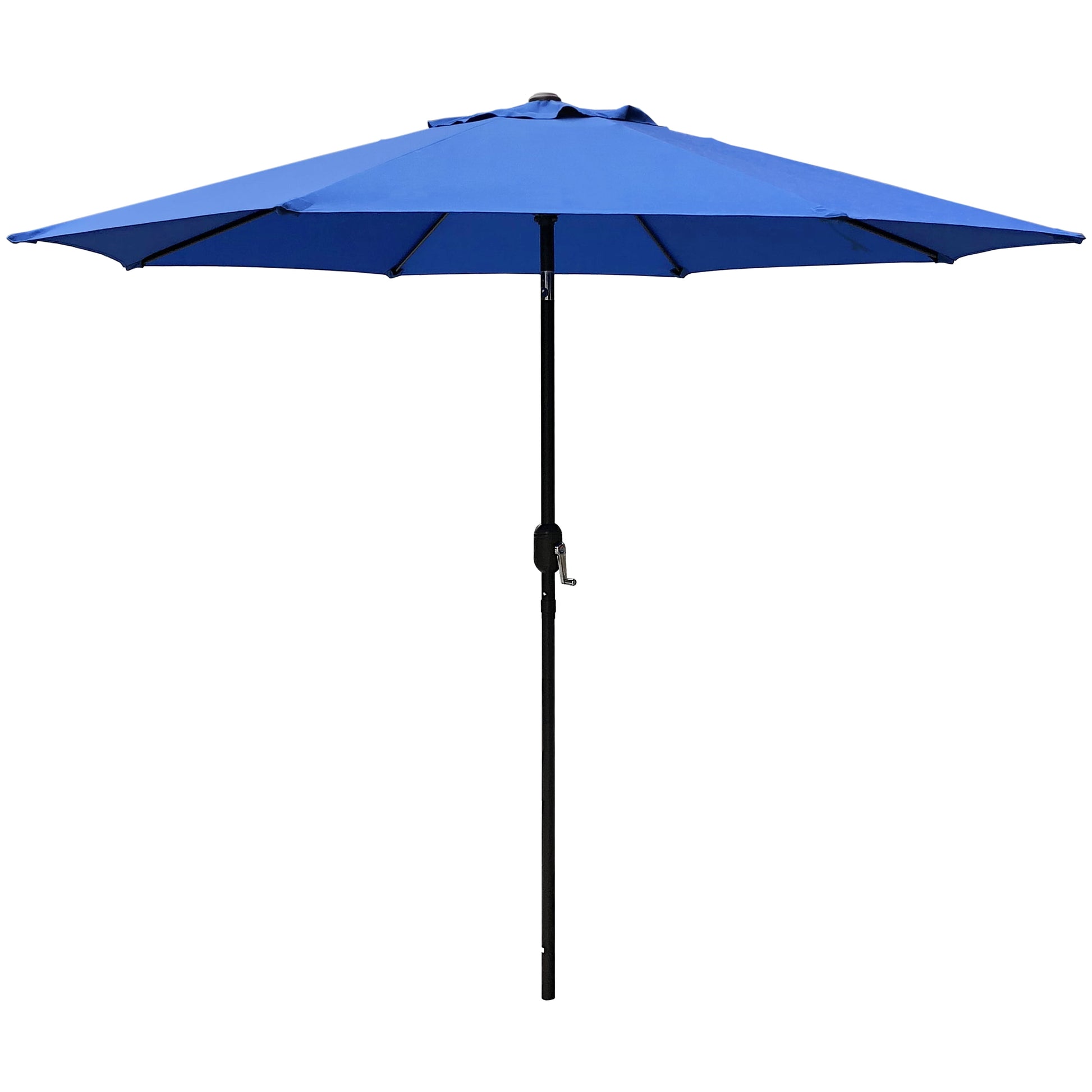 Abble 9FT Outdoor Patio Umbrella with Push Button Tilt and Crank Handle, Market Umbrella with 8 Sturdy Umbrella Ribs, Waterproof for Garden, Deck, Backyard, Pool, Blue