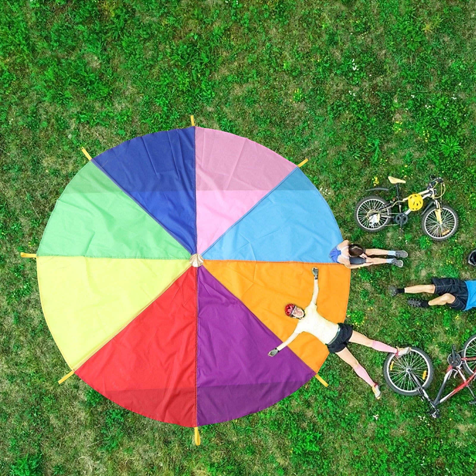 Masteelf Sturdy Rainbow Umbrella for Outdoor Use Waterproof Multi 12ft Diameter Great for Kids Play and