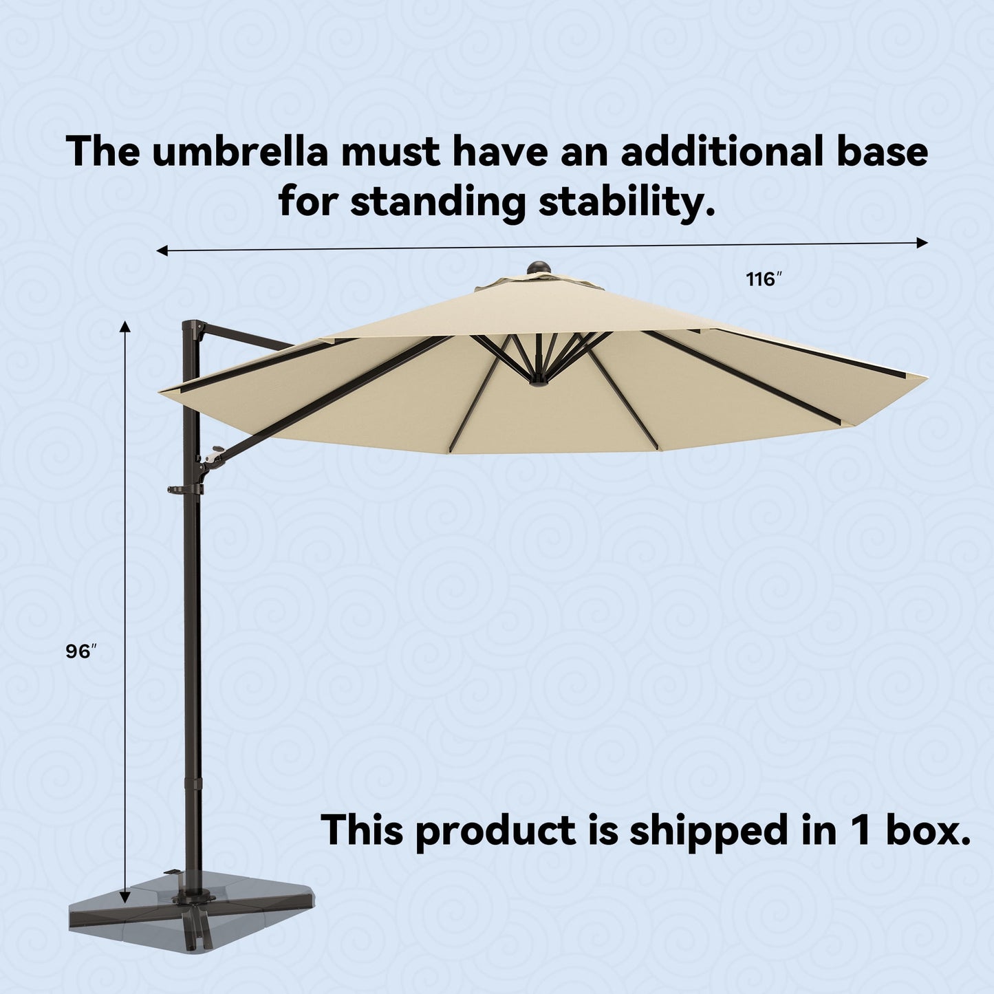 Patiowell 10FT Outdoor Patio Umbrella, 360° Rotation, Crank Open & Tilt, Beige