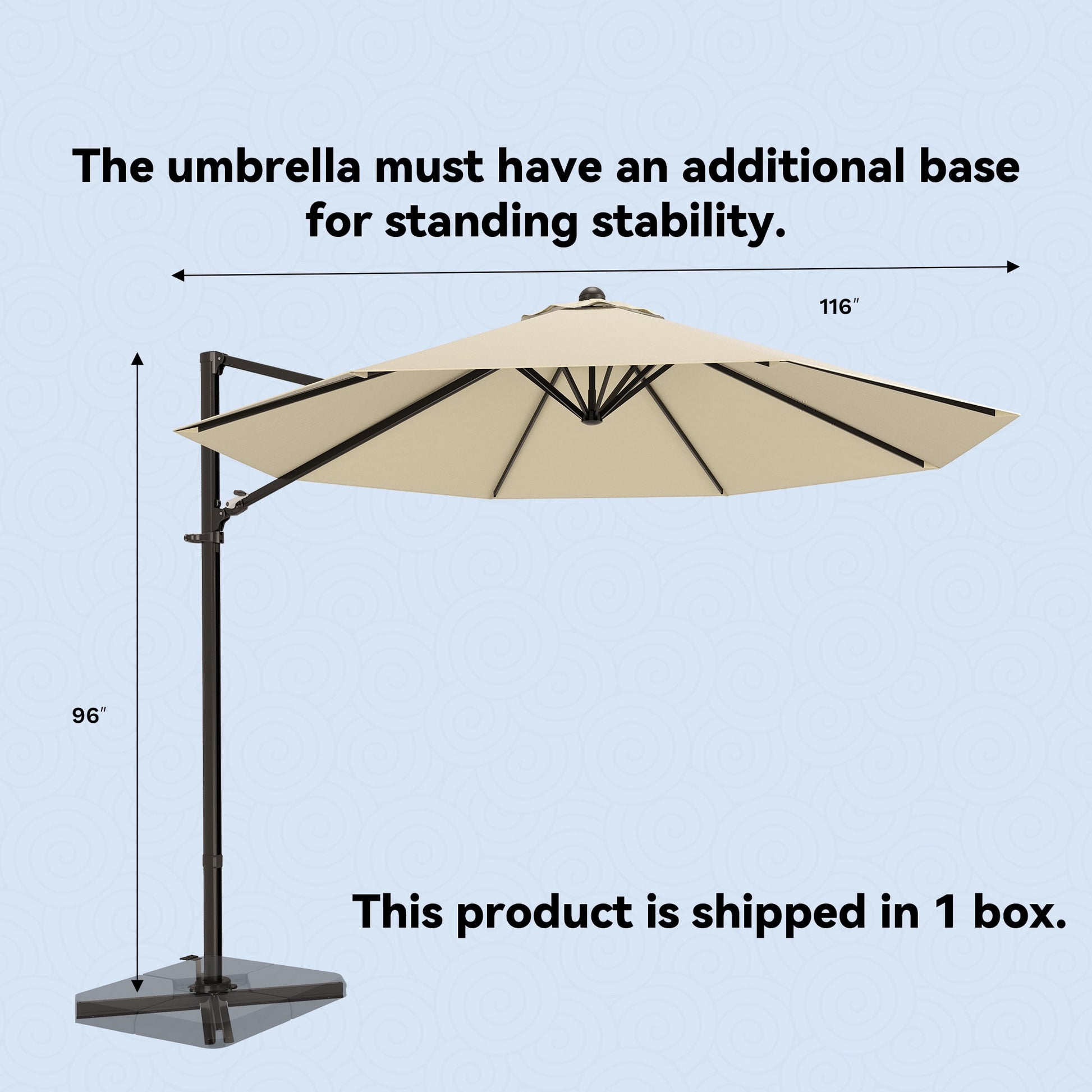 Patiowell 10FT Outdoor Patio Umbrella, 360° Rotation, Crank Open & Tilt, Beige