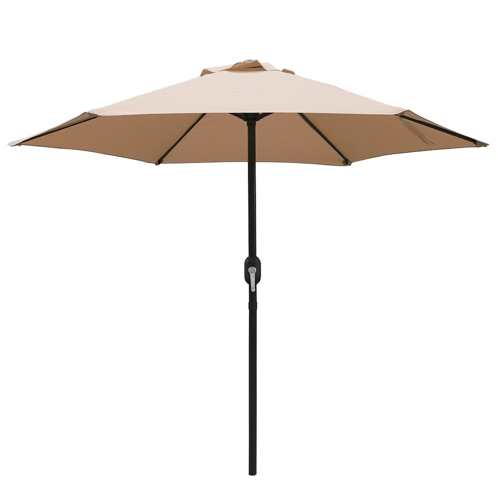 Abble 7.5ft Patio Umbrella with Crank Handle, Outdoor Market Umbrella with 6 Sturdy Umbrella Ribs Waterproof for Garden, Deck, Backyard, Pool, Tan