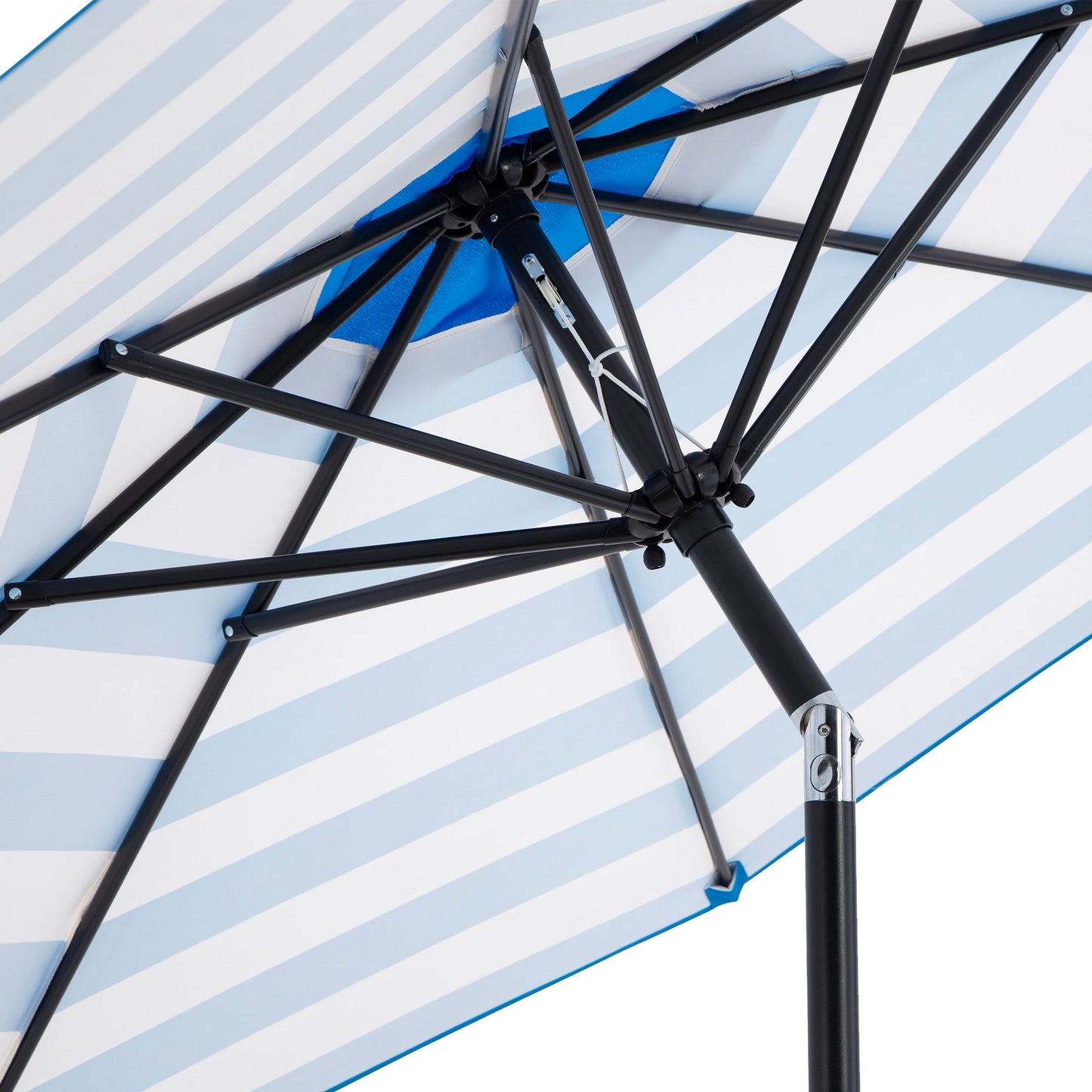 Pure Garden 9ft Striped Patio Umbrella with Crank and Tilt, Outdoor Sunshade for Table, Blue/White