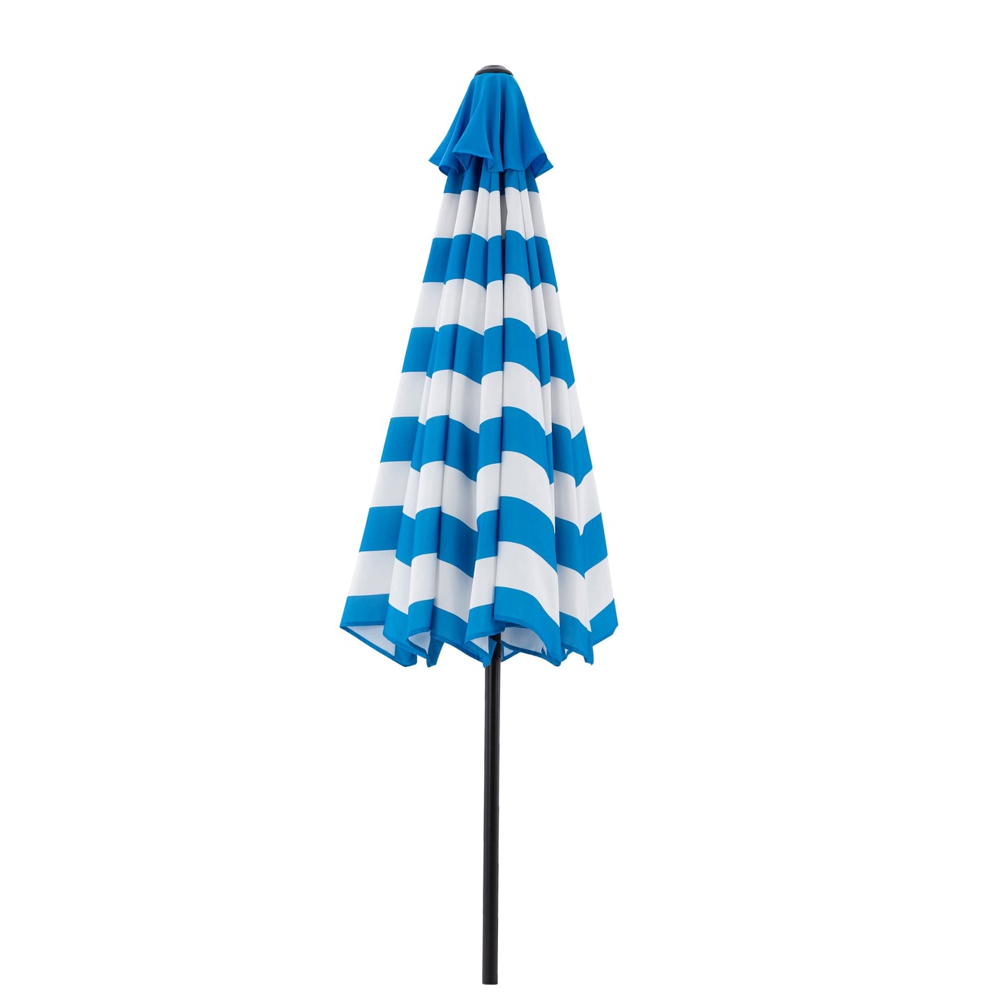 Pure Garden 9ft Striped Patio Umbrella with Crank and Tilt, Outdoor Sunshade for Table, Blue/White