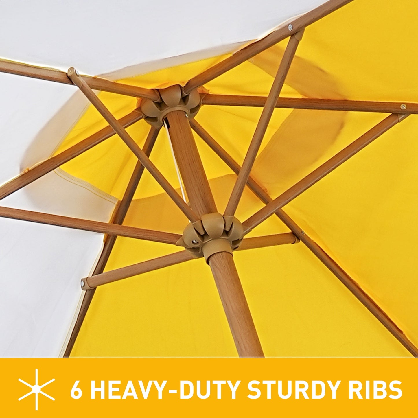 Autlaycil 7.5ft Patio Umbrella, Sun Shelter UV 50+ Plus Protection Beach Umbrellas Sunshade for Market, Patio, Pool, Garden Backyard (Yellow and White)